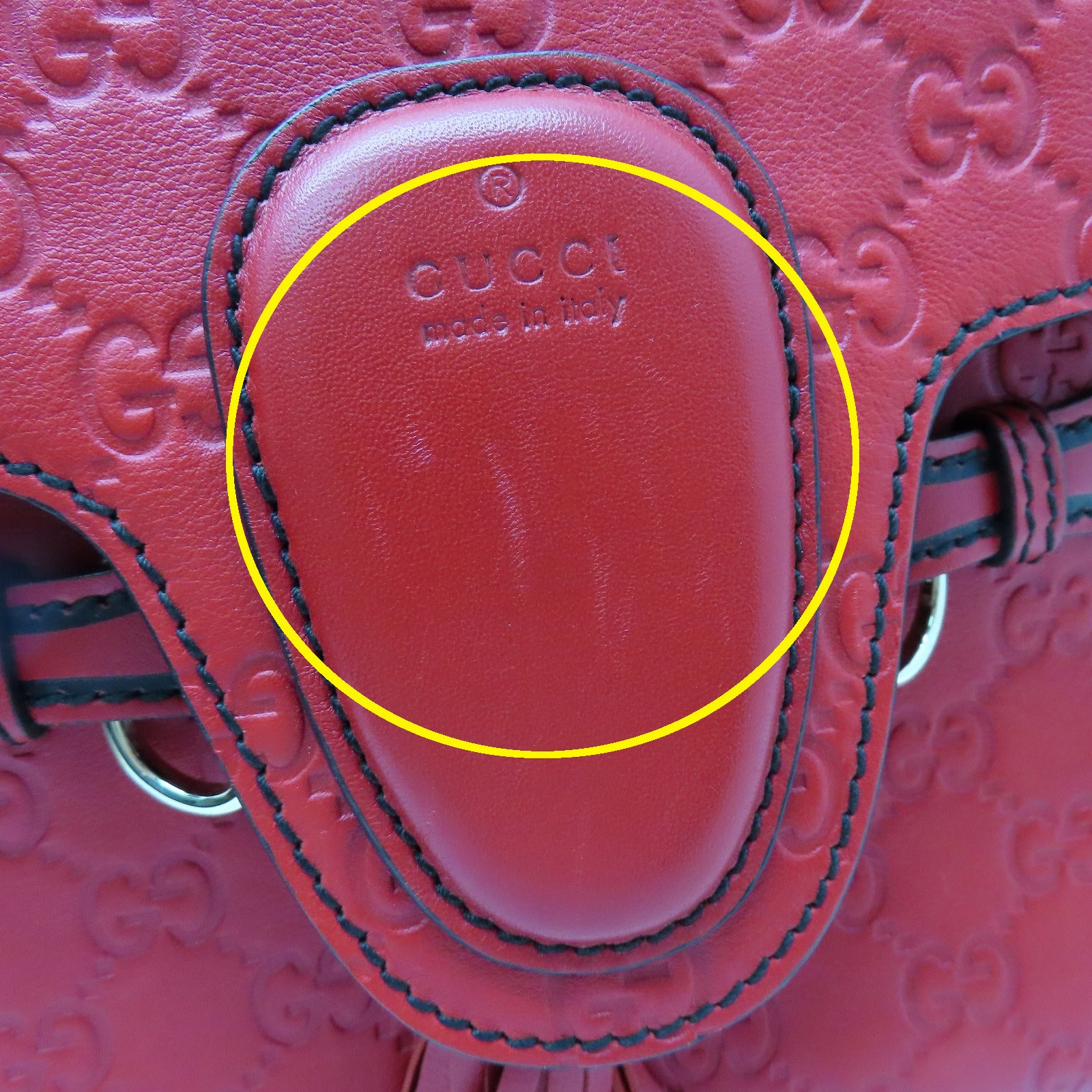 GUCCI 【激減優惠】牛皮皮革Chain Shoulder金扣鏈帶肩背袋紅色
