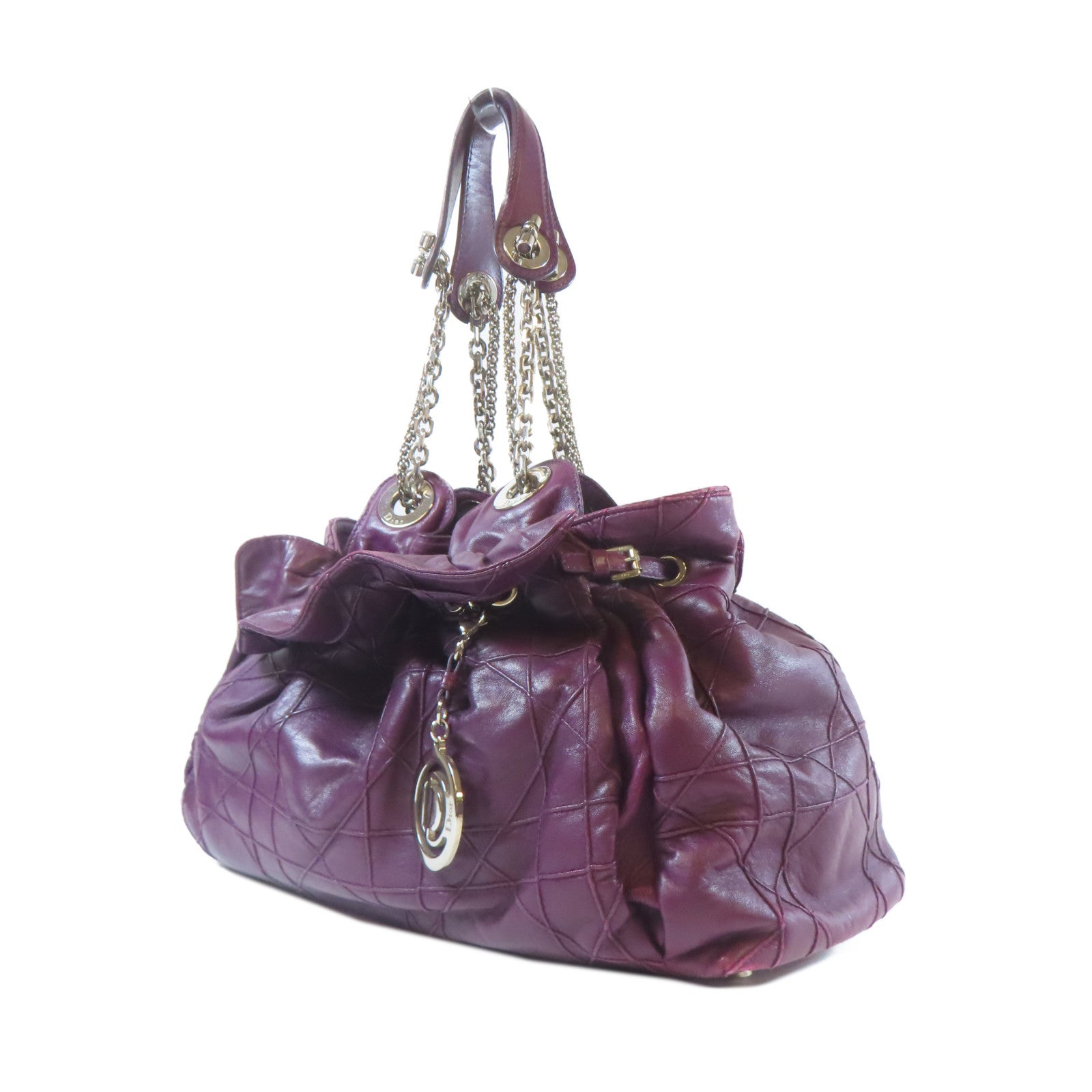 Dior 【激減優惠】牛皮皮革Shoulder Bag銀扣肩背袋紫色