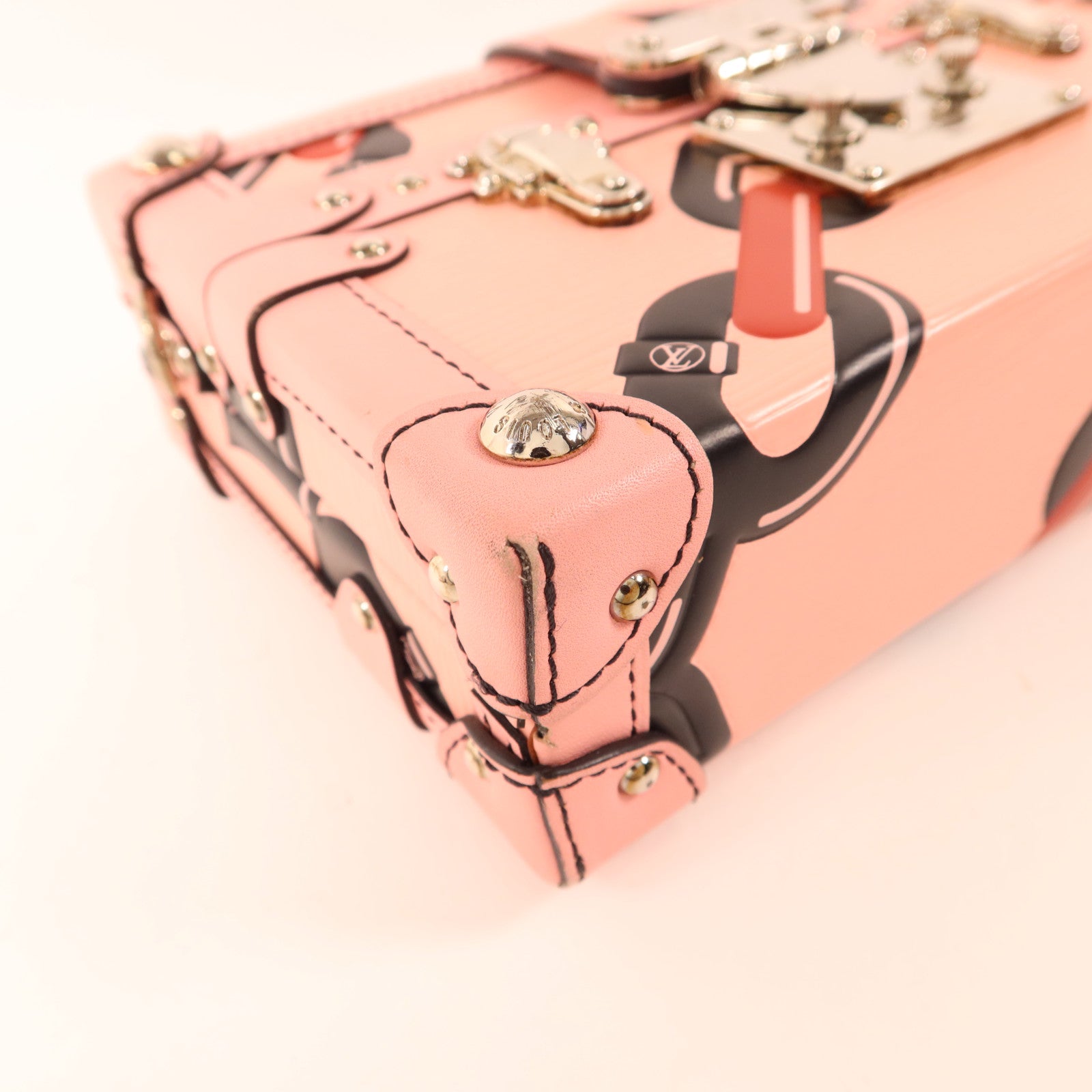 LOUIS VUITTON Epi Petite Malle Pink Chain Flower銀扣肩背袋