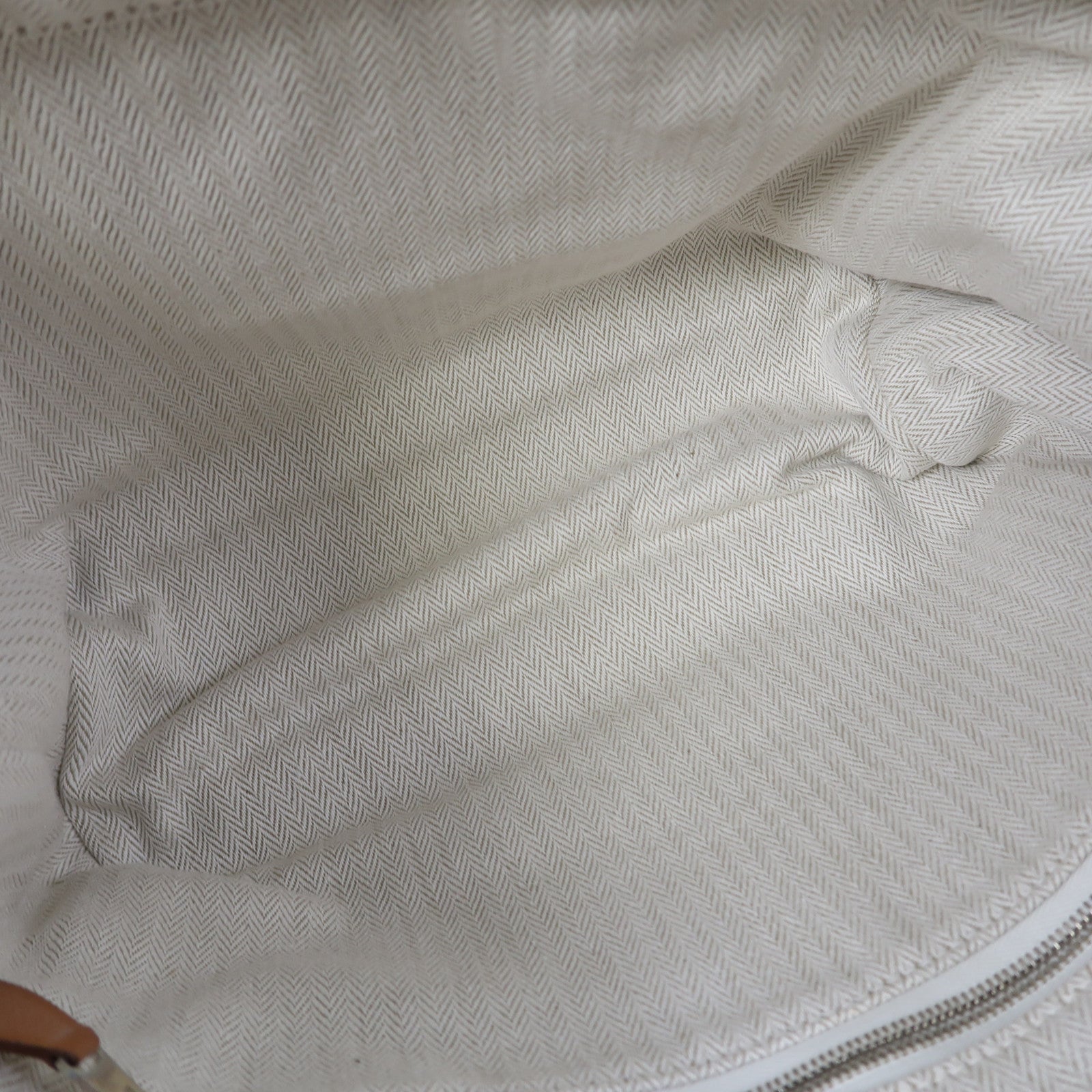 HERMES 帆布Fourbi 25 Pouch銀扣手拿包米色