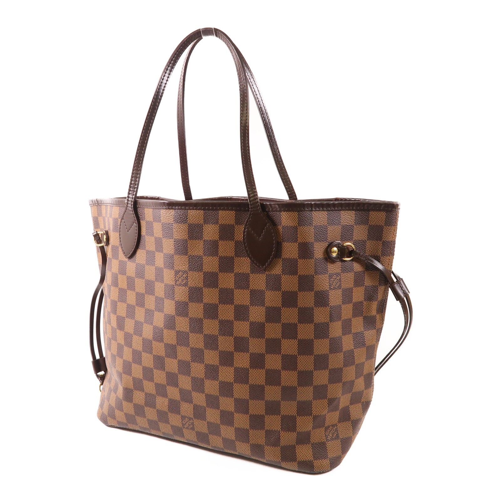 LOUIS VUITTON Damier Neverfull MM金扣手挽袋