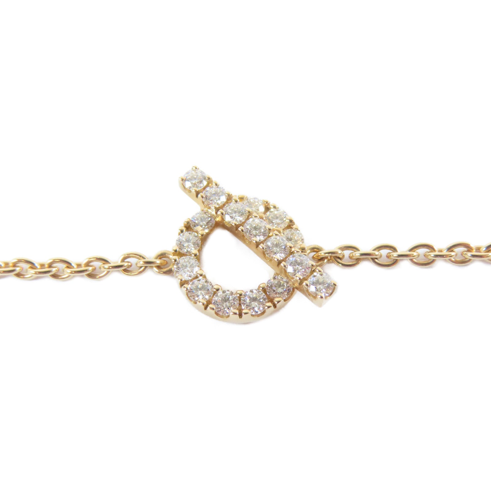 HERMES 18K黃金Finesse Bracelet0.55ct鑽石手鏈#15.25cm