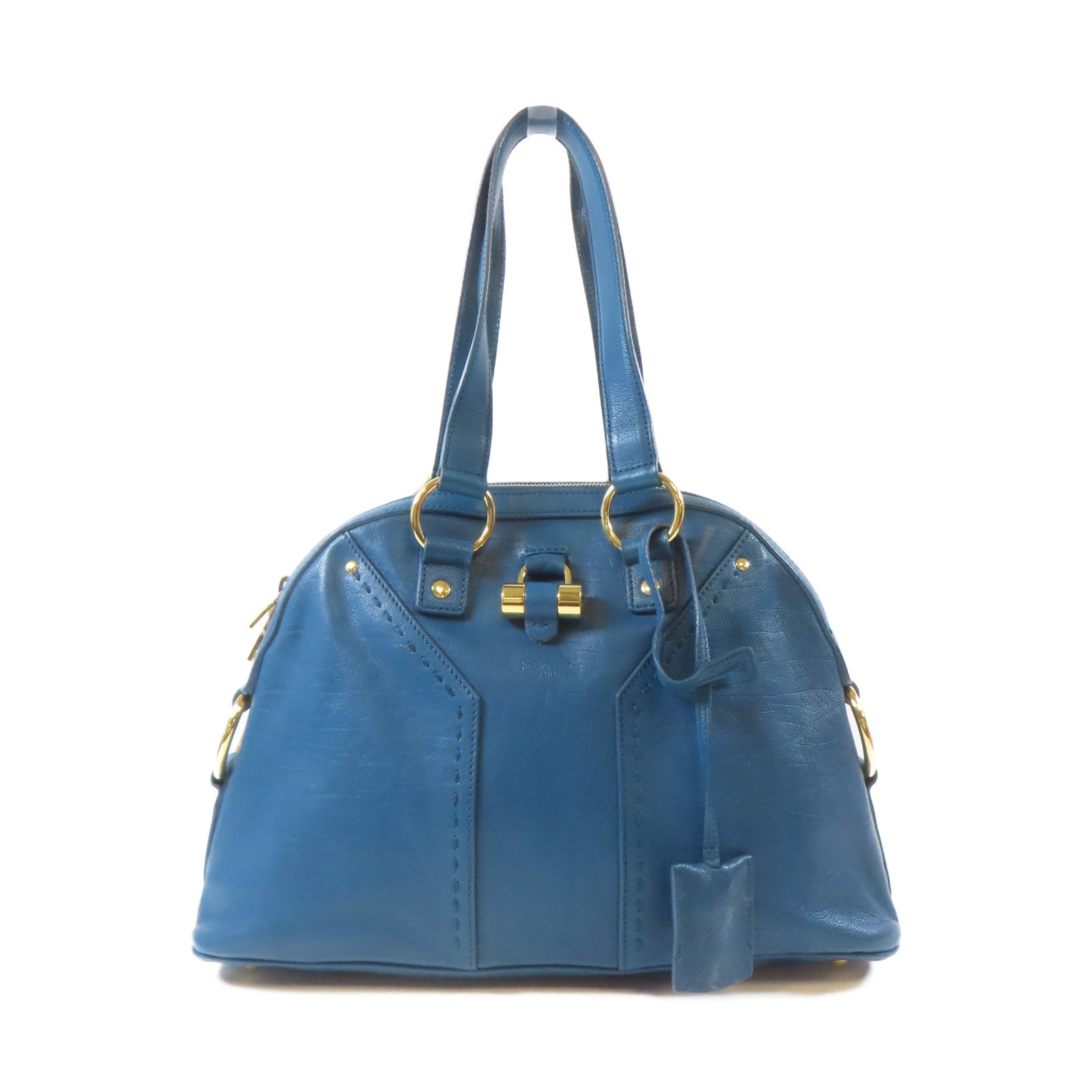 SAINT LAURENT 牛皮皮革Hand Bag金扣手挽袋藍色