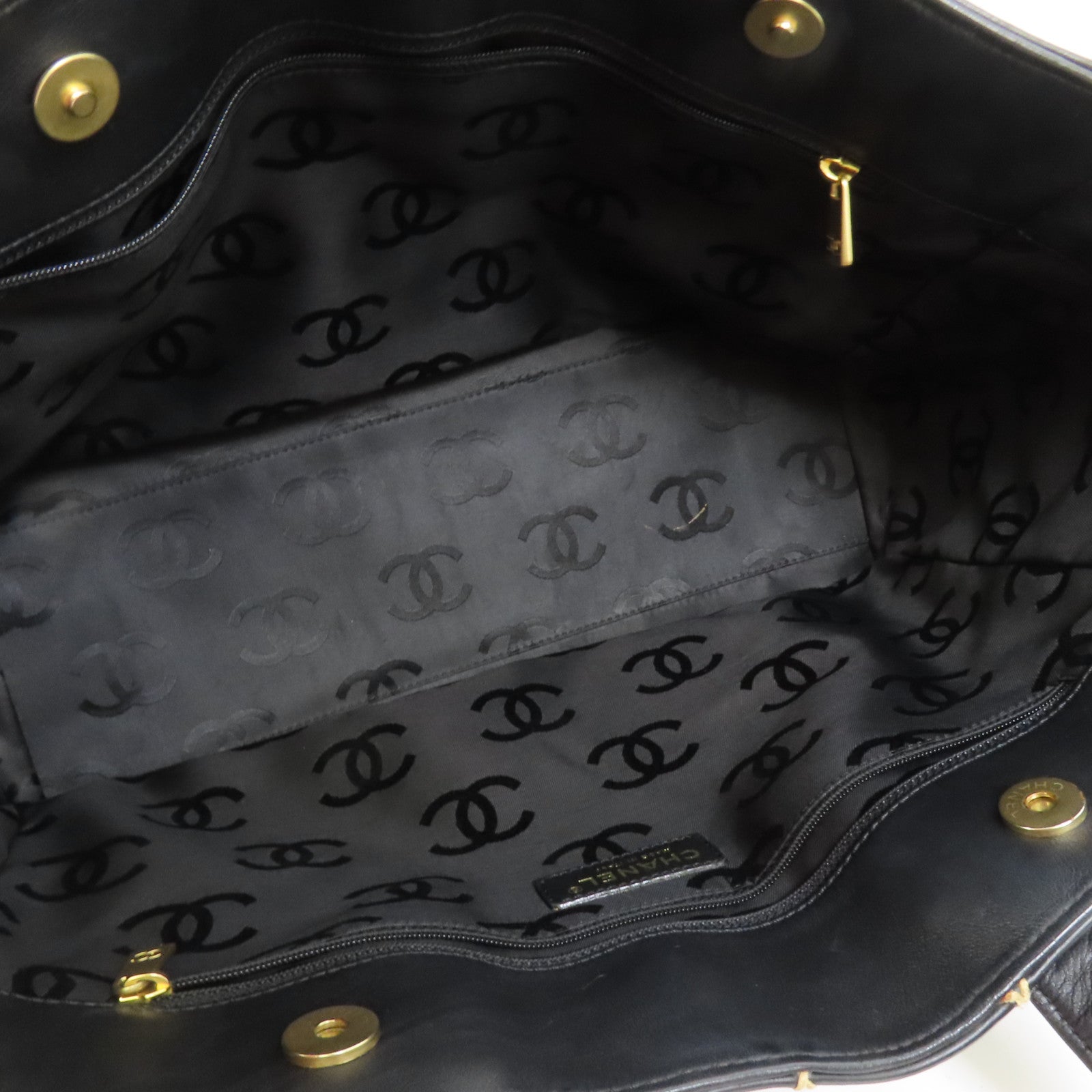 CHANEL 牛皮皮革Tote Bag金扣肩背袋
