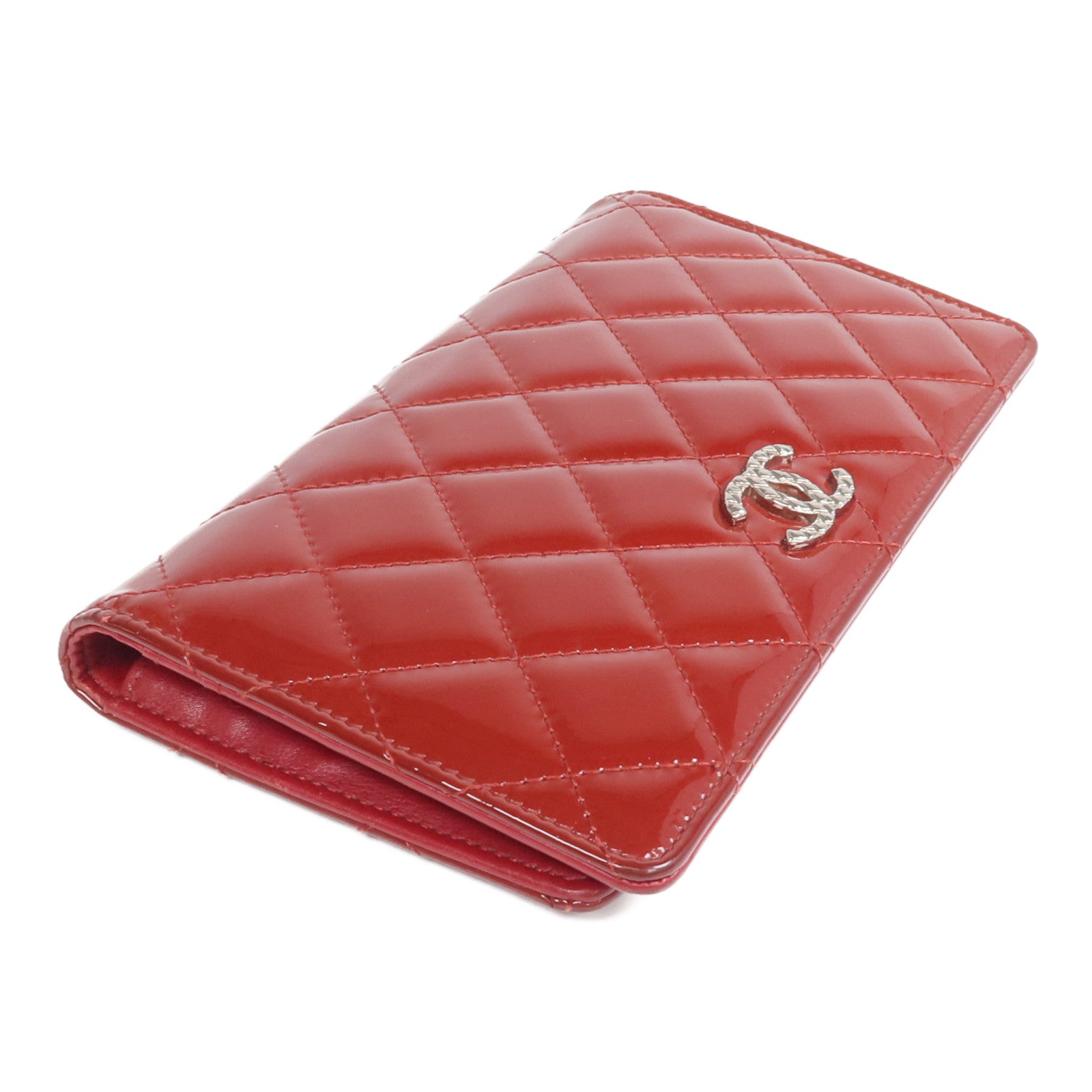CHANEL 漆皮皮革Long Wallet銀扣長錢包