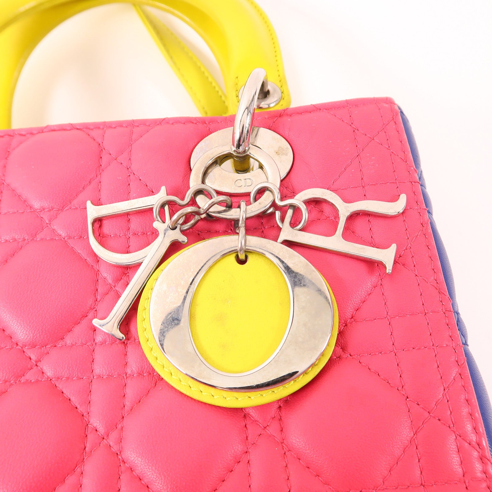 Dior 羊皮皮革Lady Dior銀扣手挽肩背兩用袋