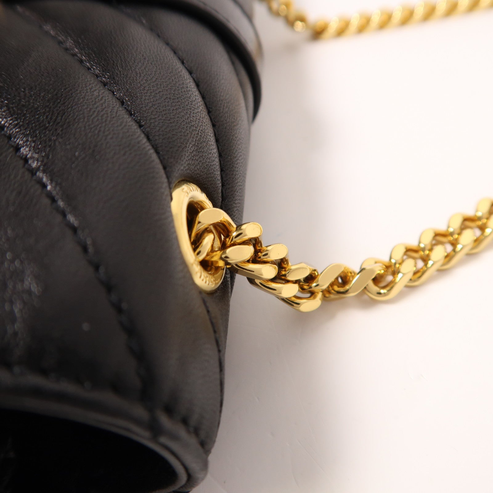 YVES SAINT LAURENT 羊皮皮革Chain Shoulder金扣鏈帶肩背袋
