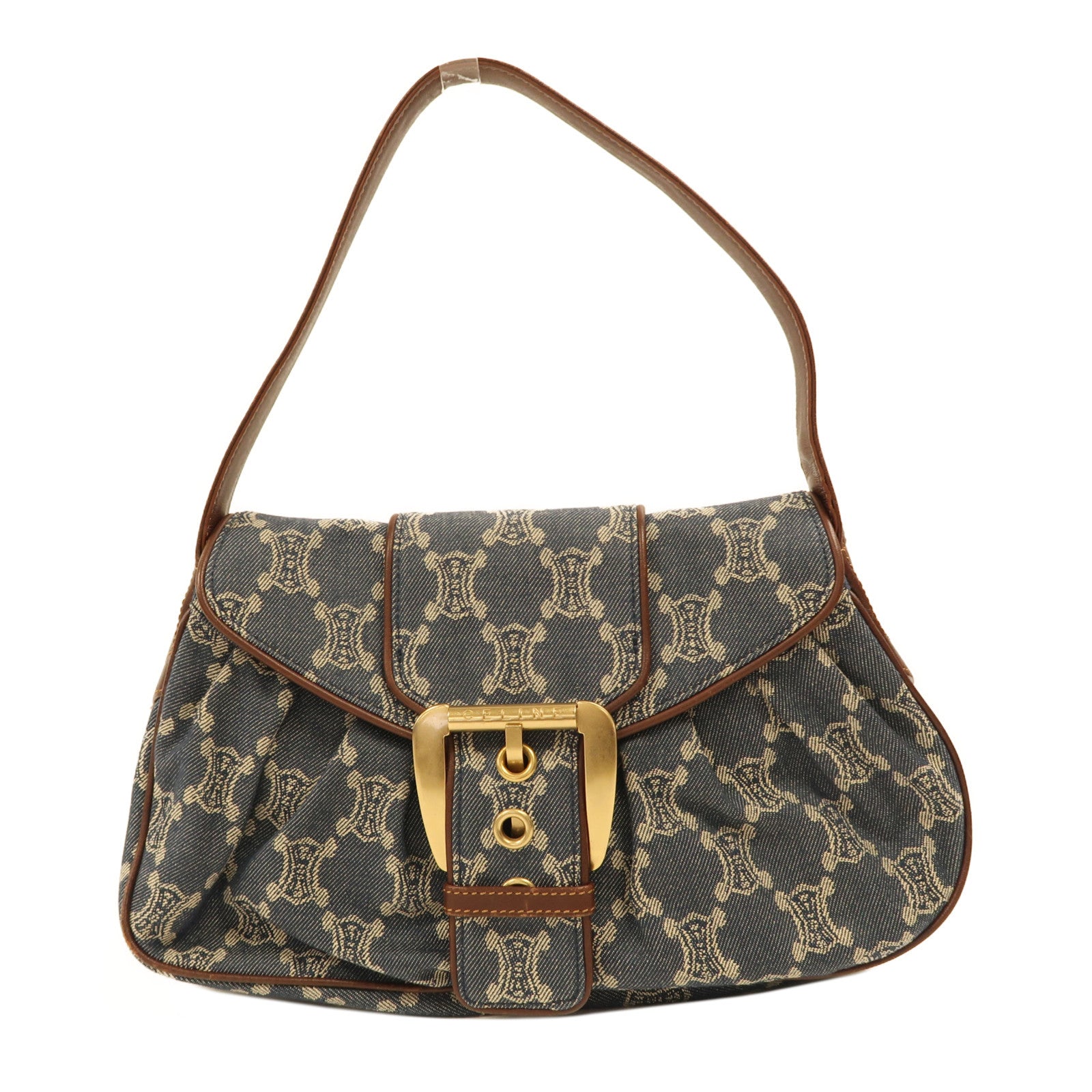 CELINE【激減優惠】 帆布Shoulder Bag金扣肩背袋藍色
