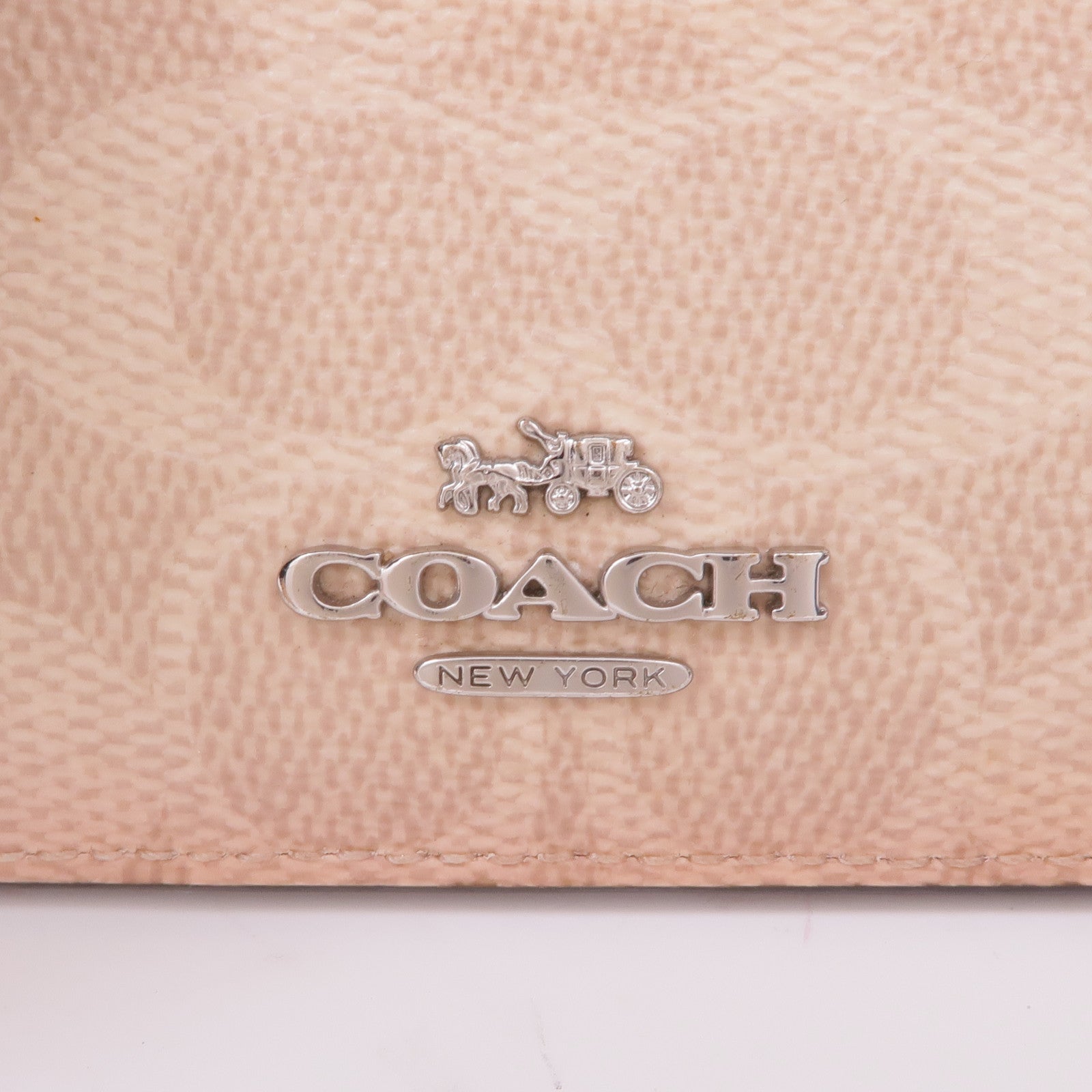 COACH 塗層帆布/皮革Card/Coin Case銀扣零錢包/卡片套