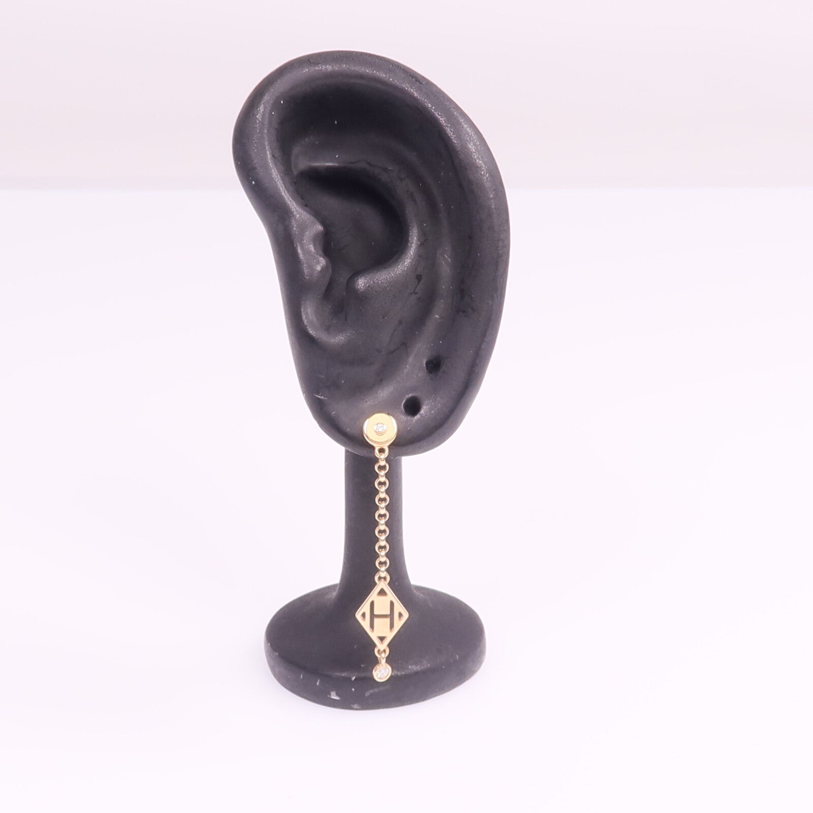 HERMES 18K玫瑰金Gambade H Earrings鑽石耳環