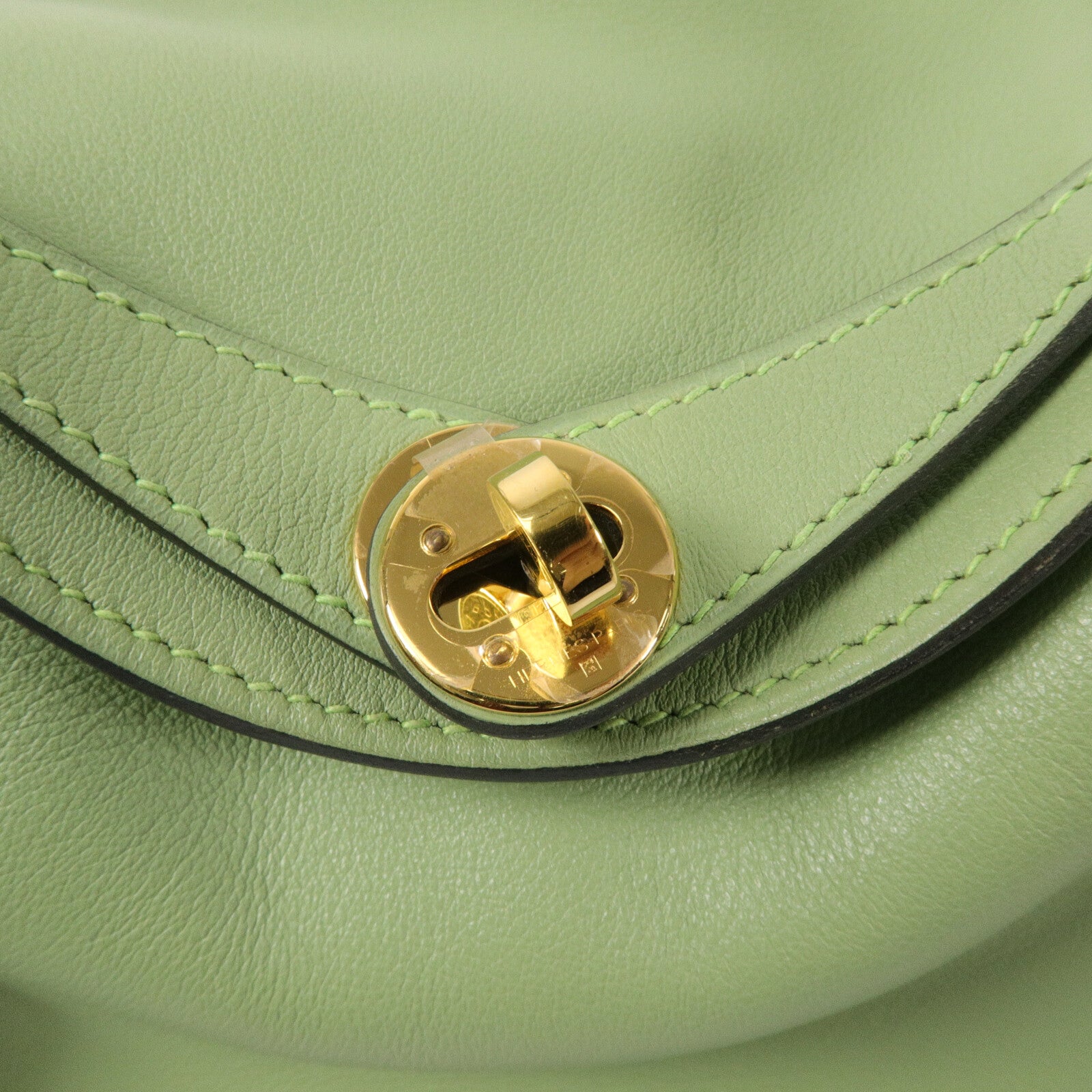 HERMES Swift皮革Mini Lindy手挽肩背兩用袋Vert Criquet