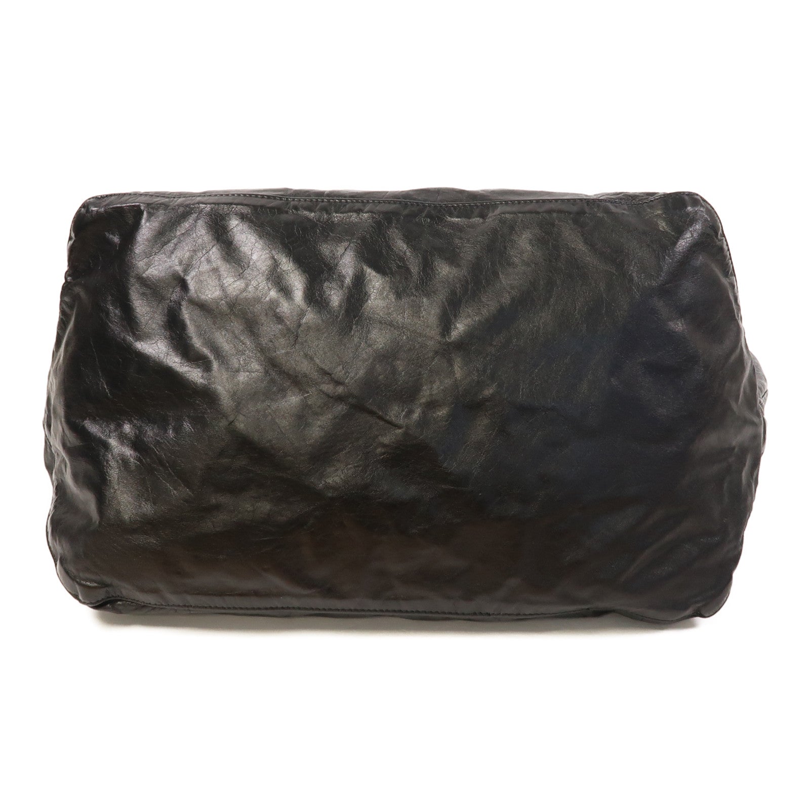 LOEWE 牛皮皮革Fold Shopper銀扣肩背袋黑色