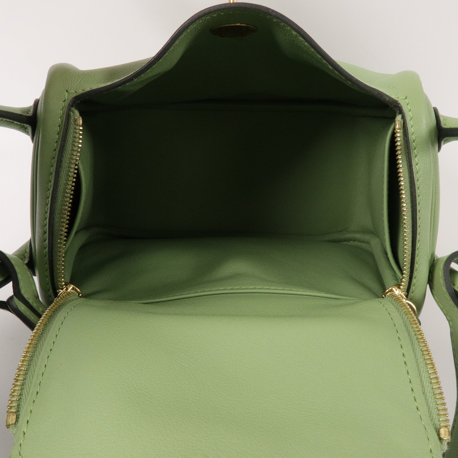 HERMES Swift皮革Mini Lindy手挽肩背兩用袋Vert Criquet
