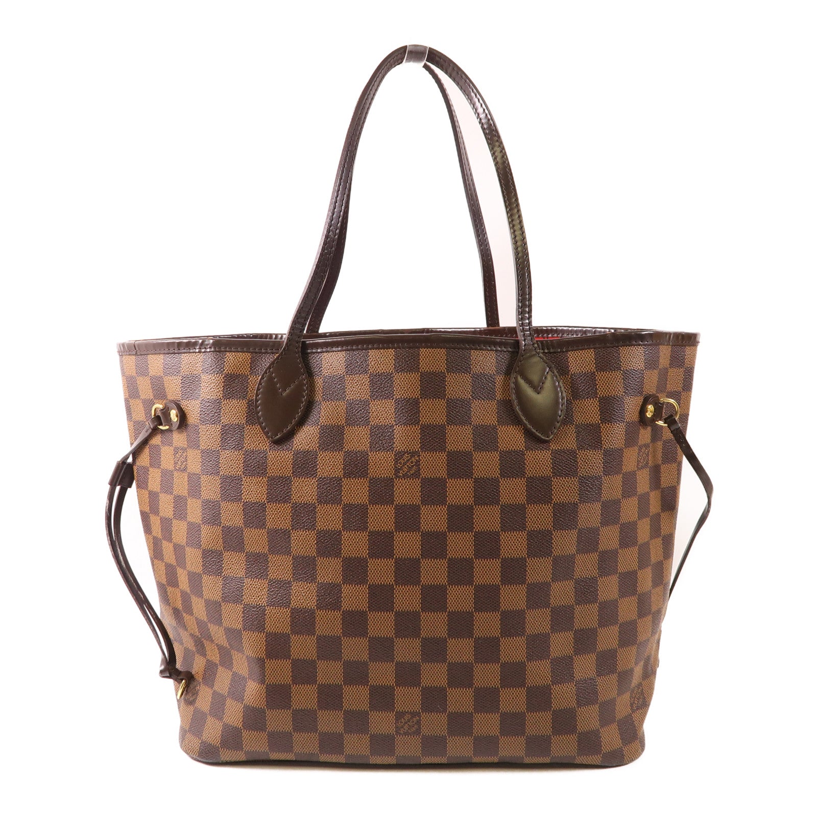 LOUIS VUITTON Damier Neverfull MM金扣手挽袋