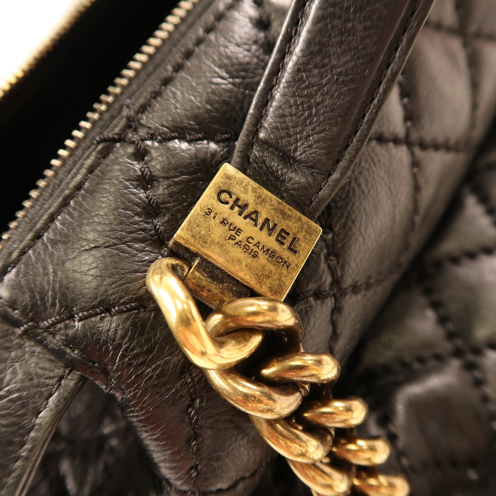 CHANEL 牛皮皮革2Way Shoulder Bag金扣鏈帶手挽肩背兩用袋黑色