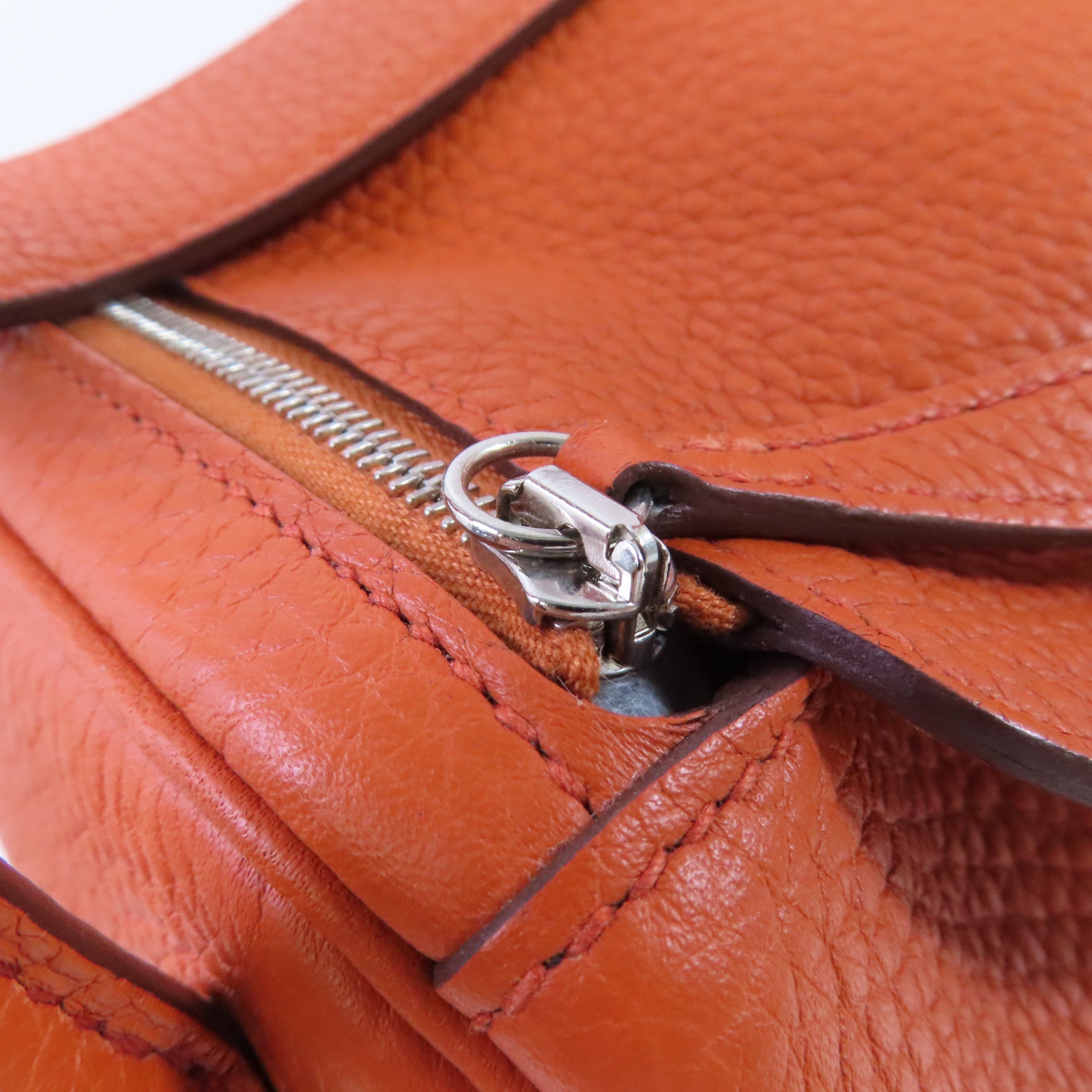 HERMES Clemence皮革Lindy 26 Shoulder Bag銀扣肩背袋橙色