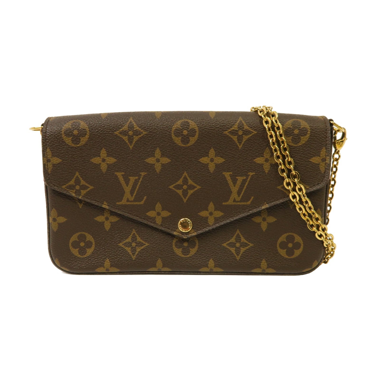 LOUIS VUITTON Monogram Pochette Felice金扣鏈帶肩背袋啡色