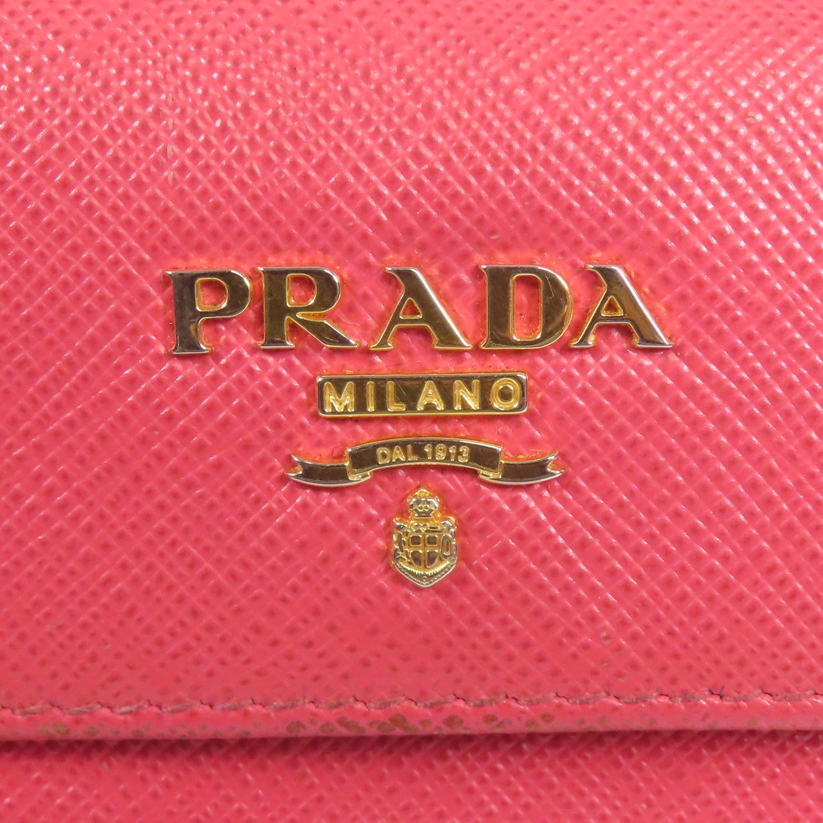 PRADA GHW Wallet 1MH840 Calfskin Leather Red