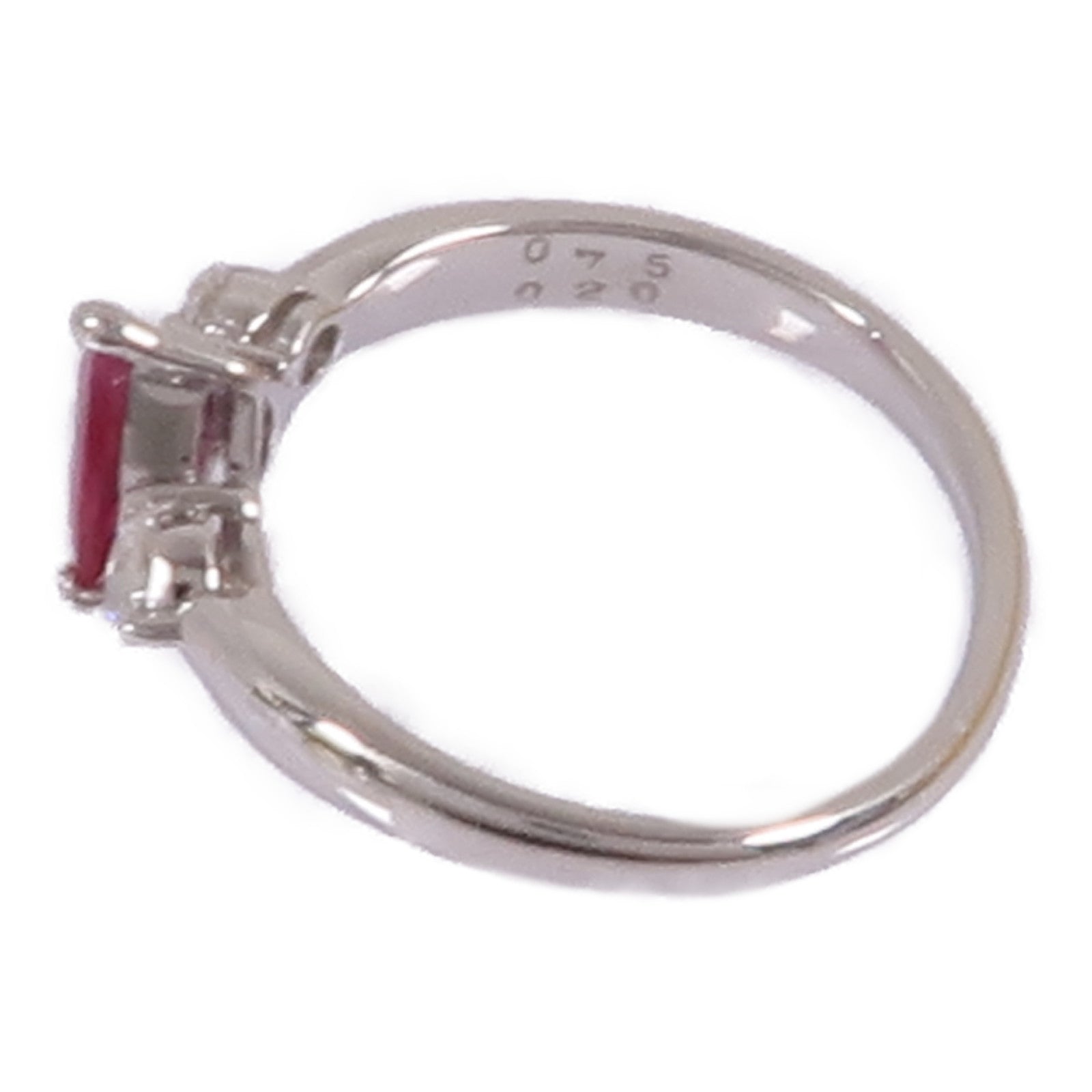 JEWELRY PT900鉑金Ruby/Diamond Ring紅寶石/鑽石戒指US#5.5