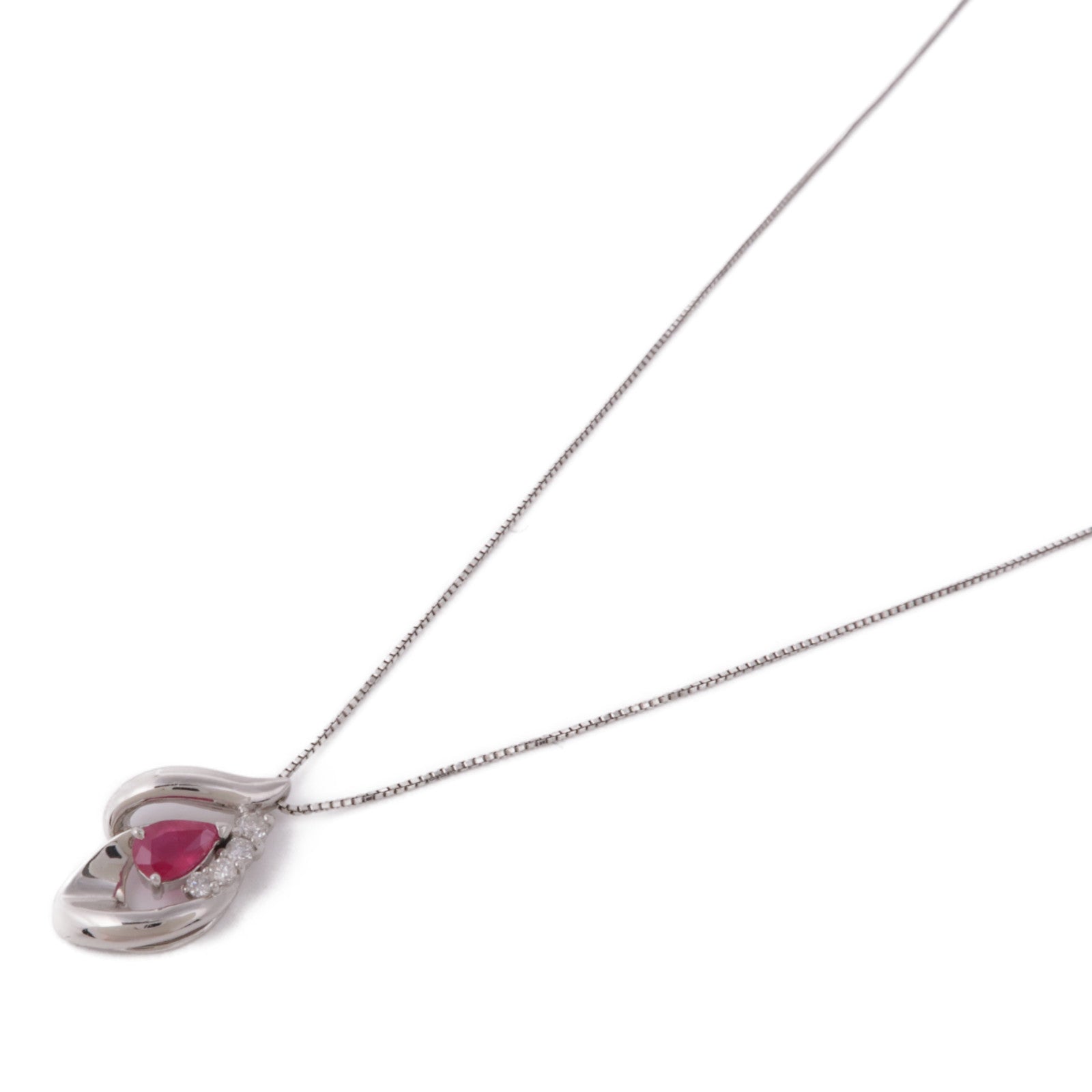 JEWELRY 【激減優惠】PT900/PT850鉑金Ruby/Diamond Necklace紅寶石/鑽石項鍊