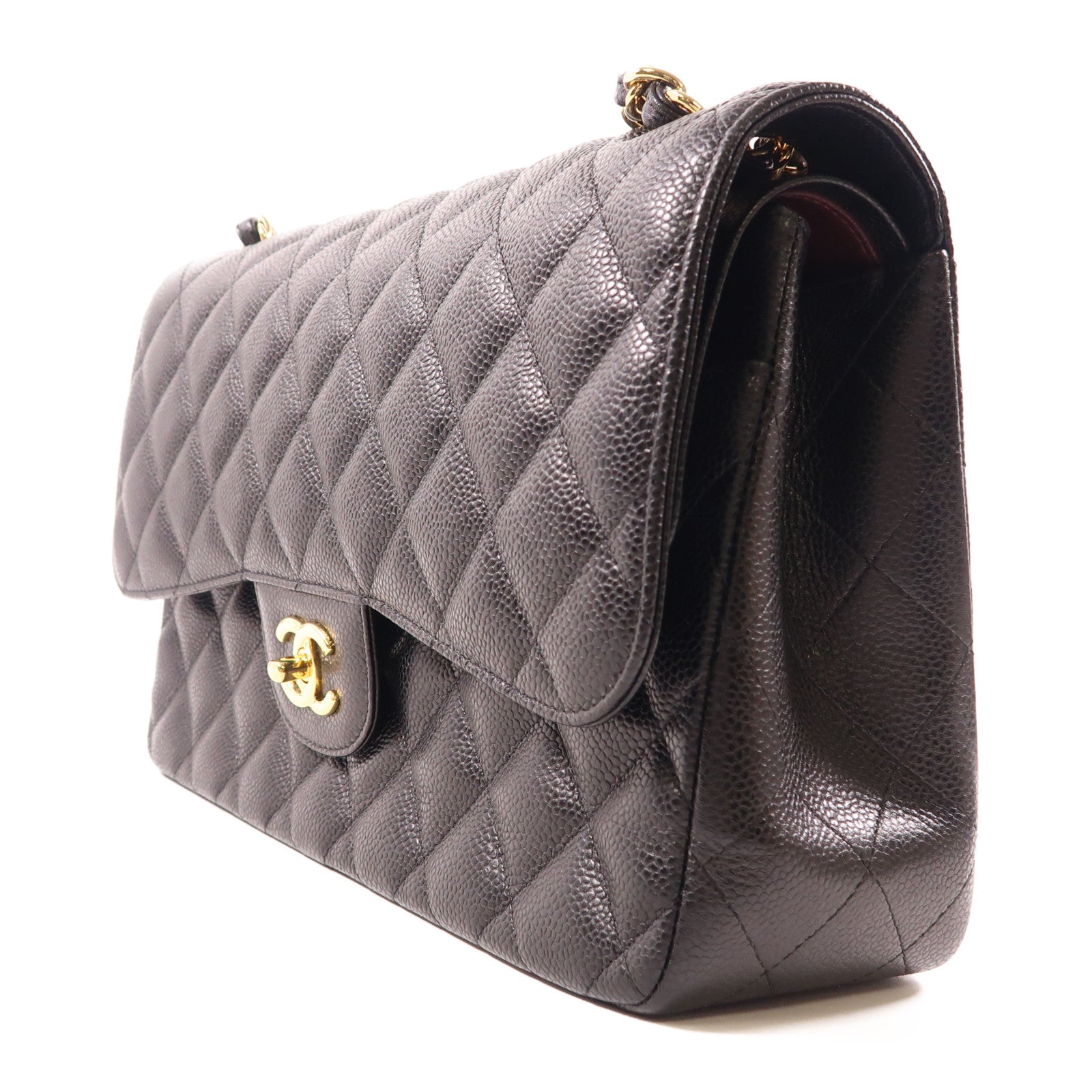 CHANEL 牛皮皮革Large Classic金扣鏈帶肩背袋