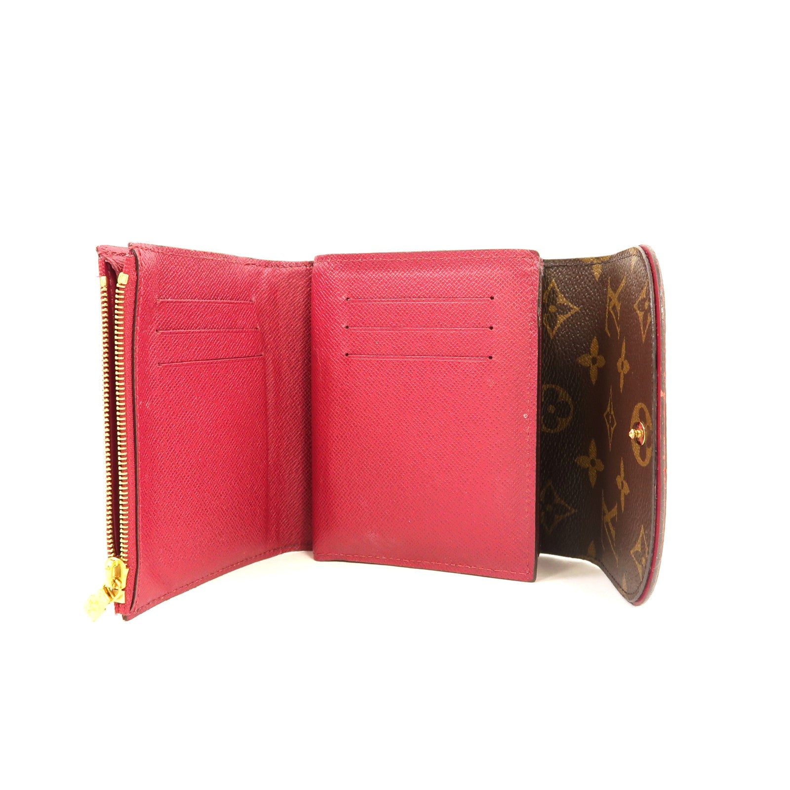 LOUIS VUITTON Monogram Ariane金扣錢包棕色/酒紅色