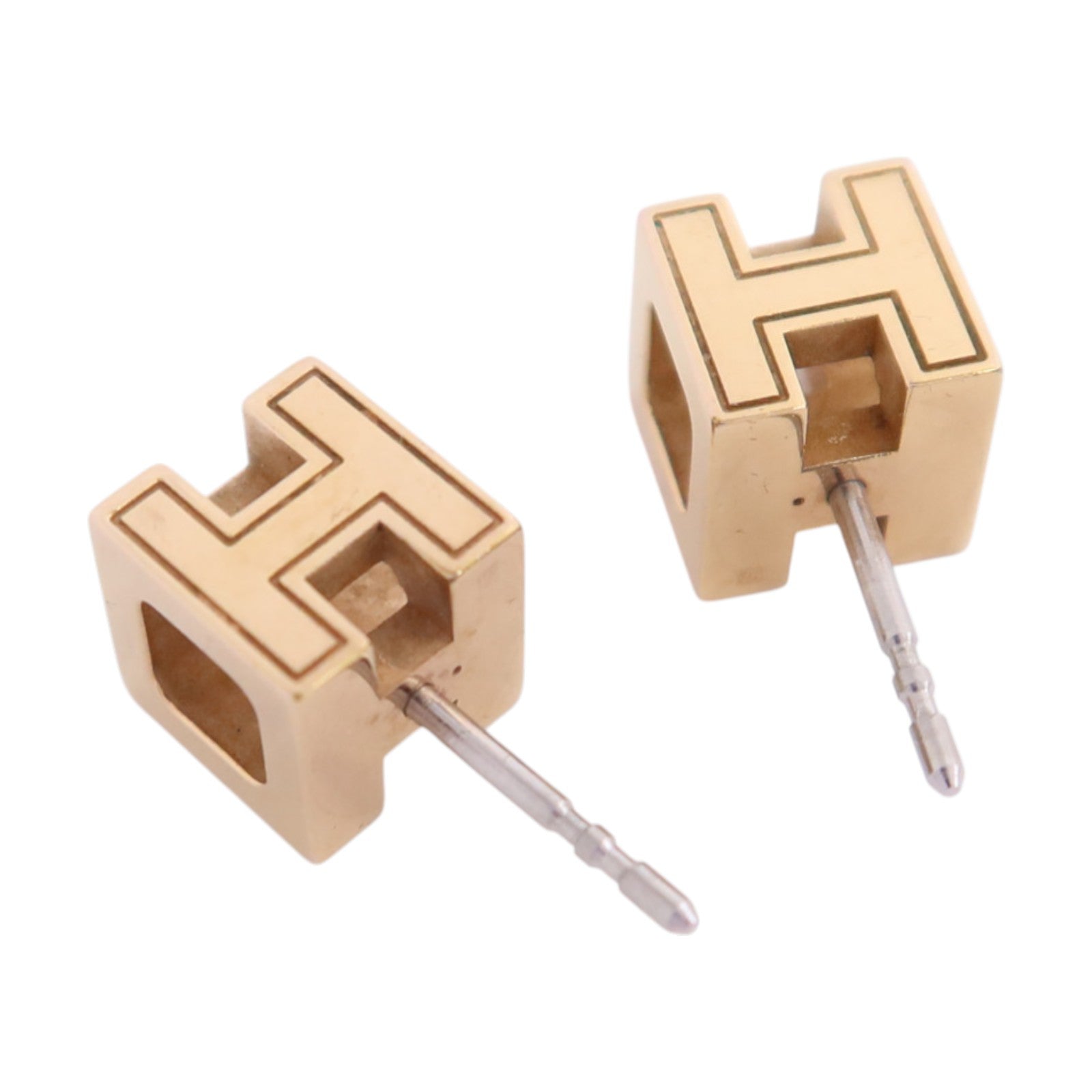 HERMES 金屬/琺瑯H Cube Earrings金扣耳環
