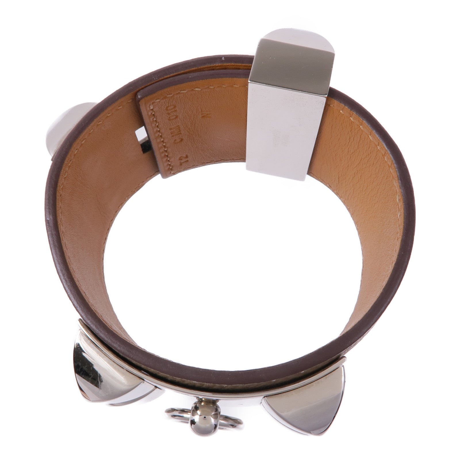HERMES Epsom皮革Collier de Chien CDC Bracelet銀扣手帶Etoupe
