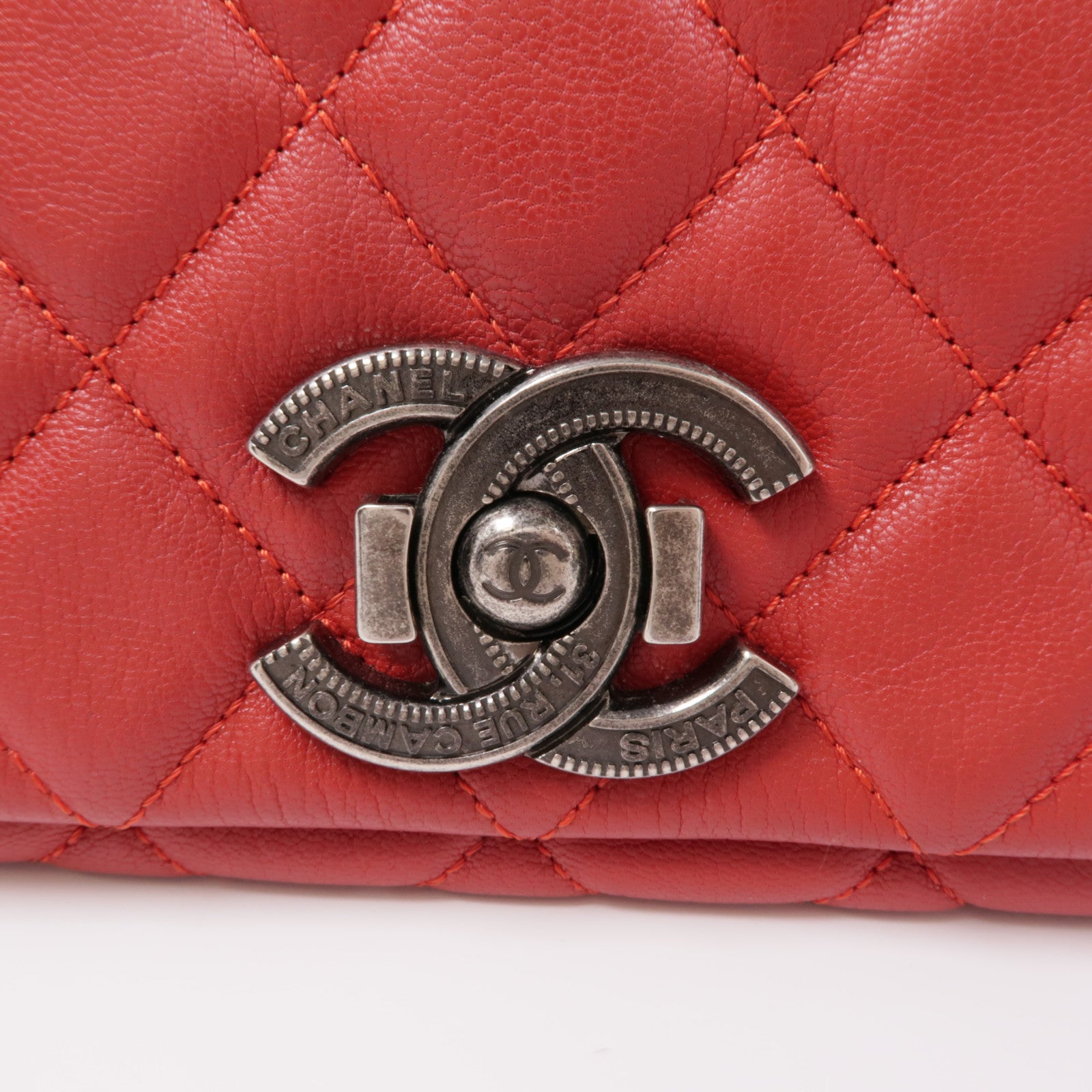 CHANEL 牛皮皮革Chain Shoulder銀扣鏈帶肩背袋