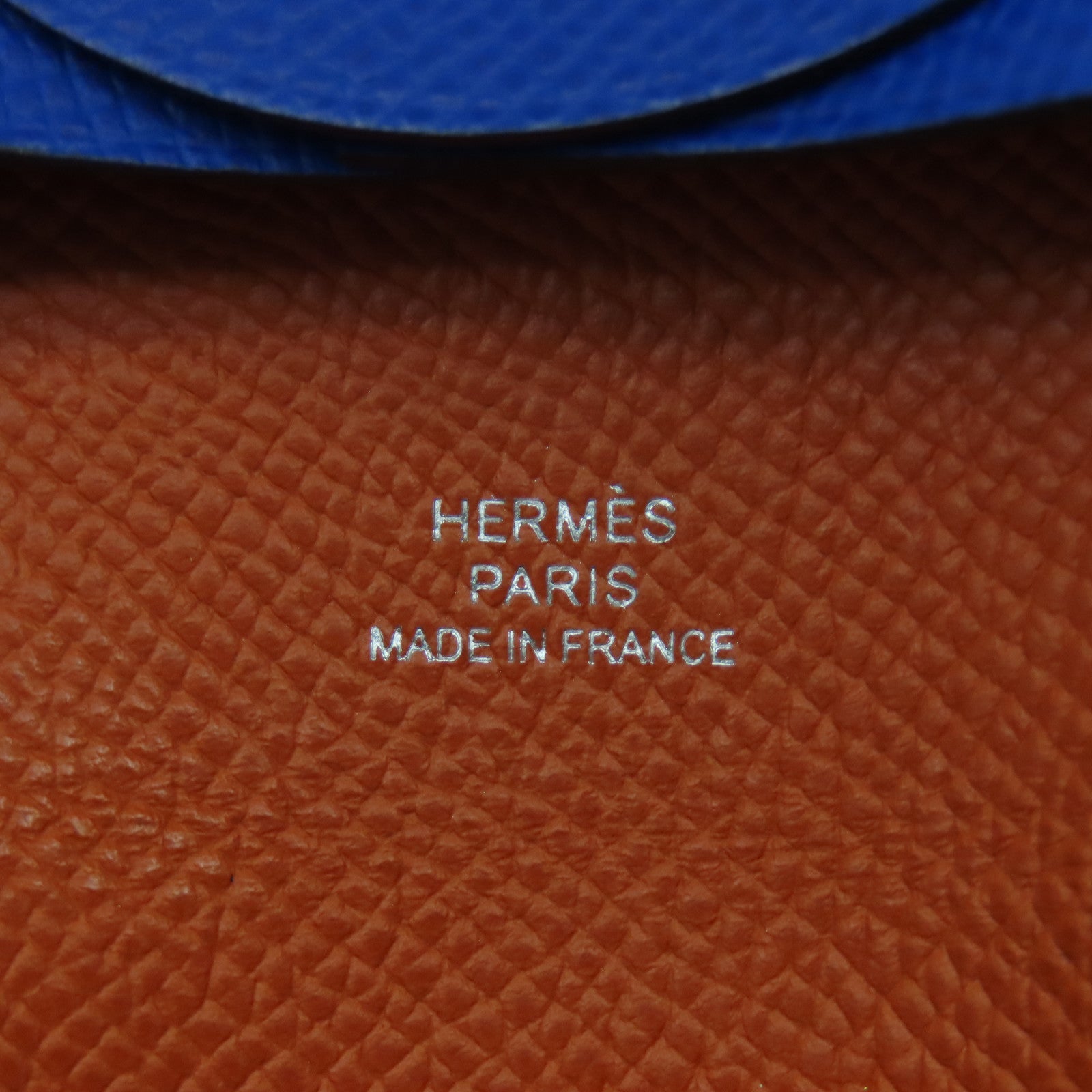 HERMES 【激減優惠】Epsom皮革Bastia Coins Case銀扣零錢包藍色