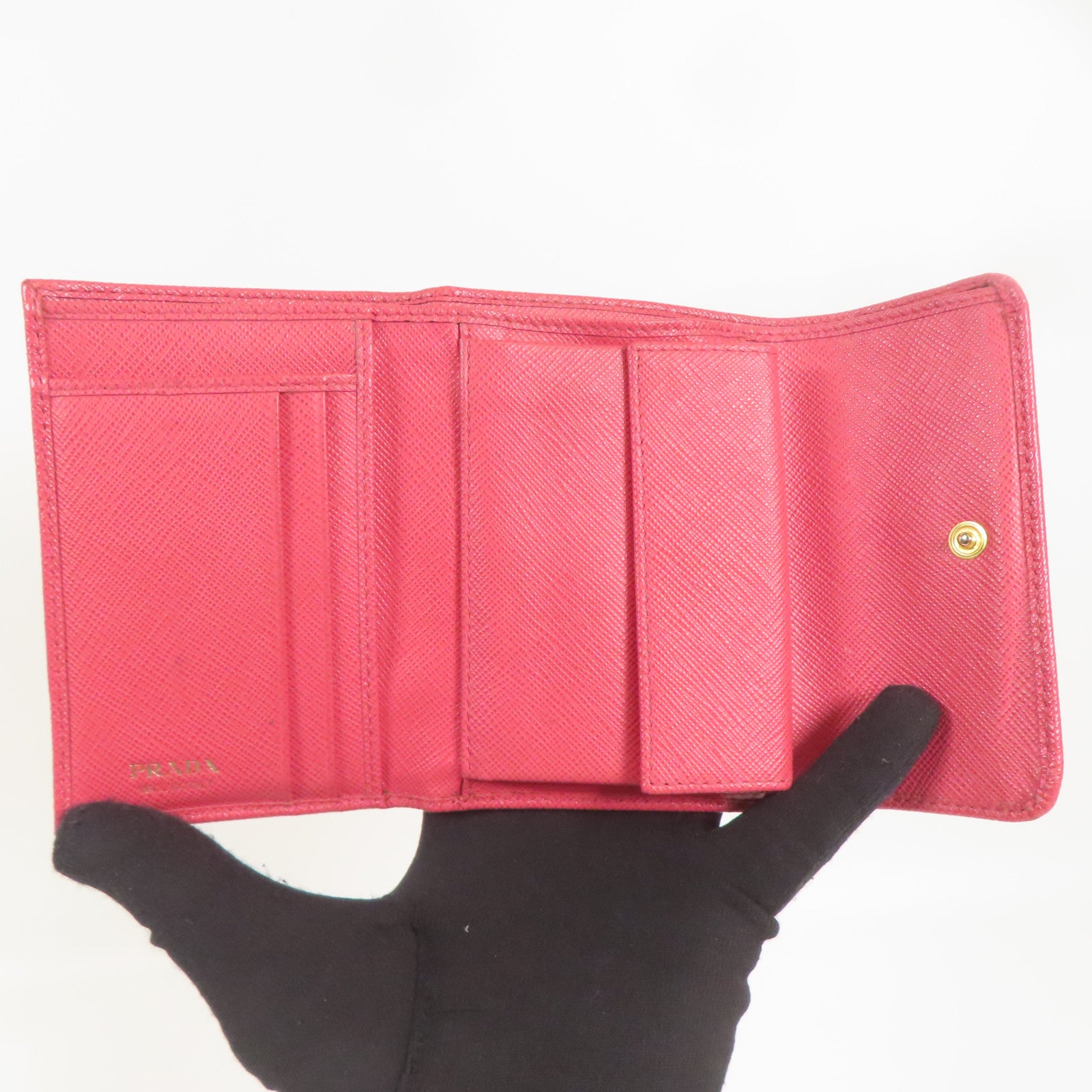 PRADA GHW Wallet 1MH840 Calfskin Leather Red