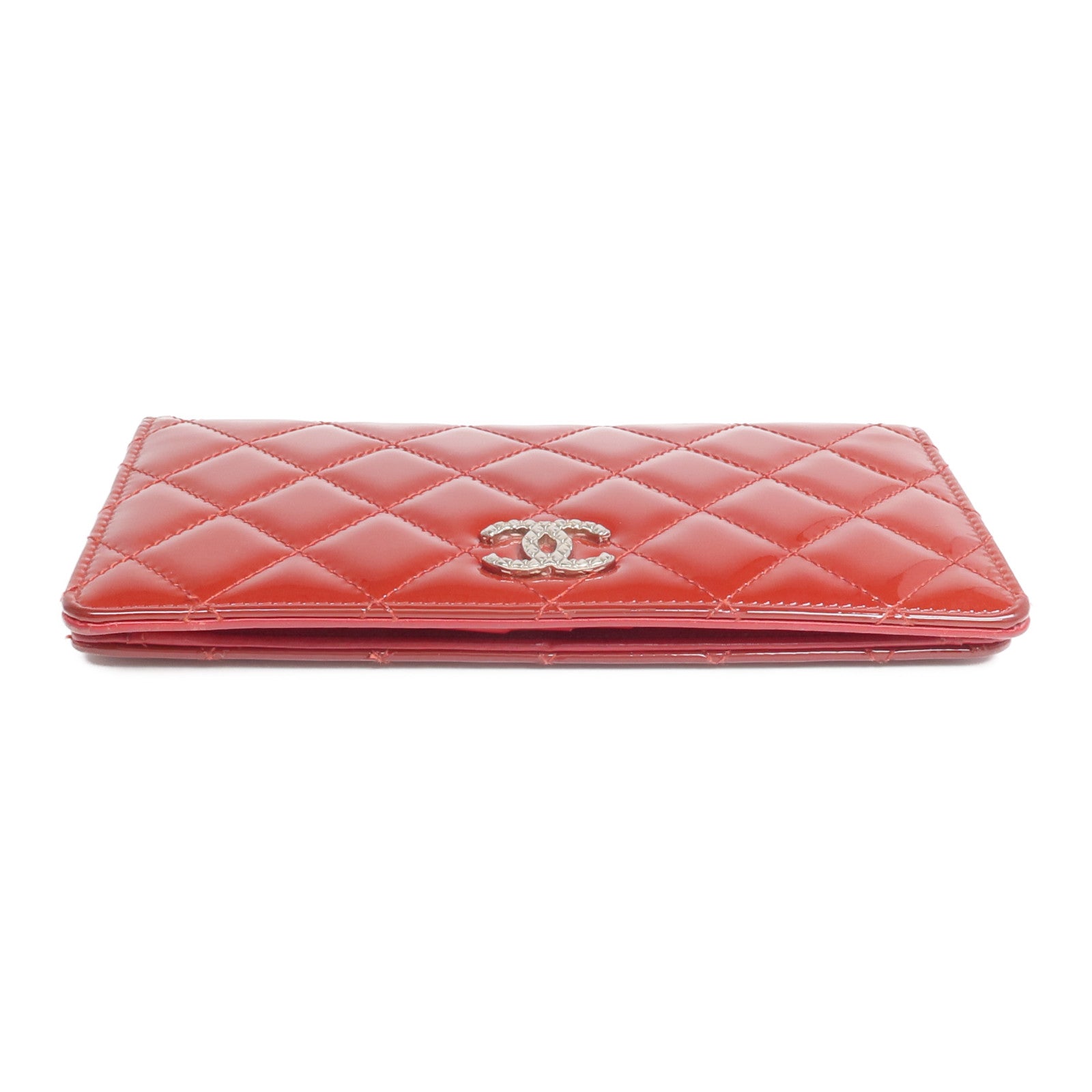 CHANEL 漆皮皮革Long Wallet銀扣長錢包