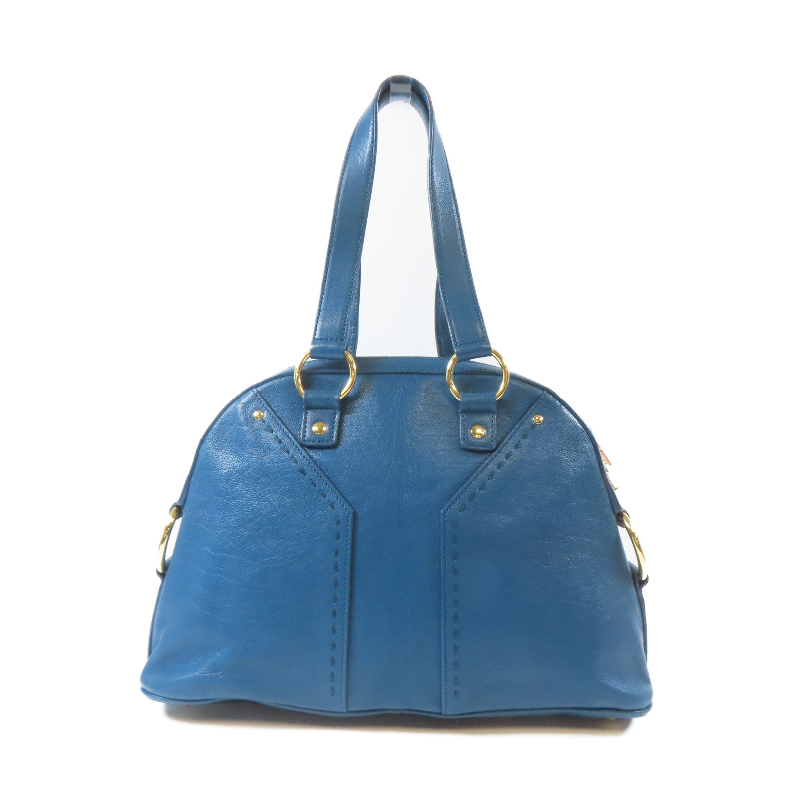 SAINT LAURENT 牛皮皮革Hand Bag金扣手挽袋藍色