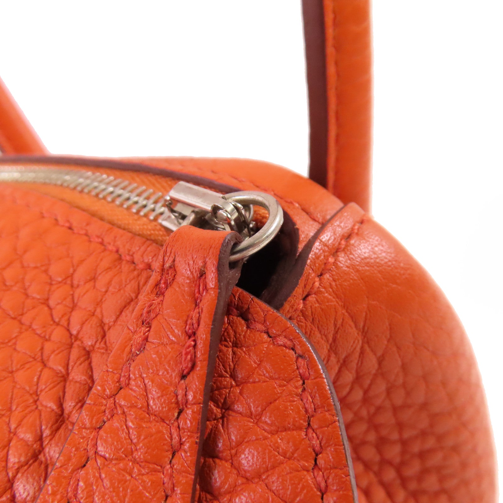 HERMES Clemence皮革Lindy 26 Shoulder Bag銀扣肩背袋橙色