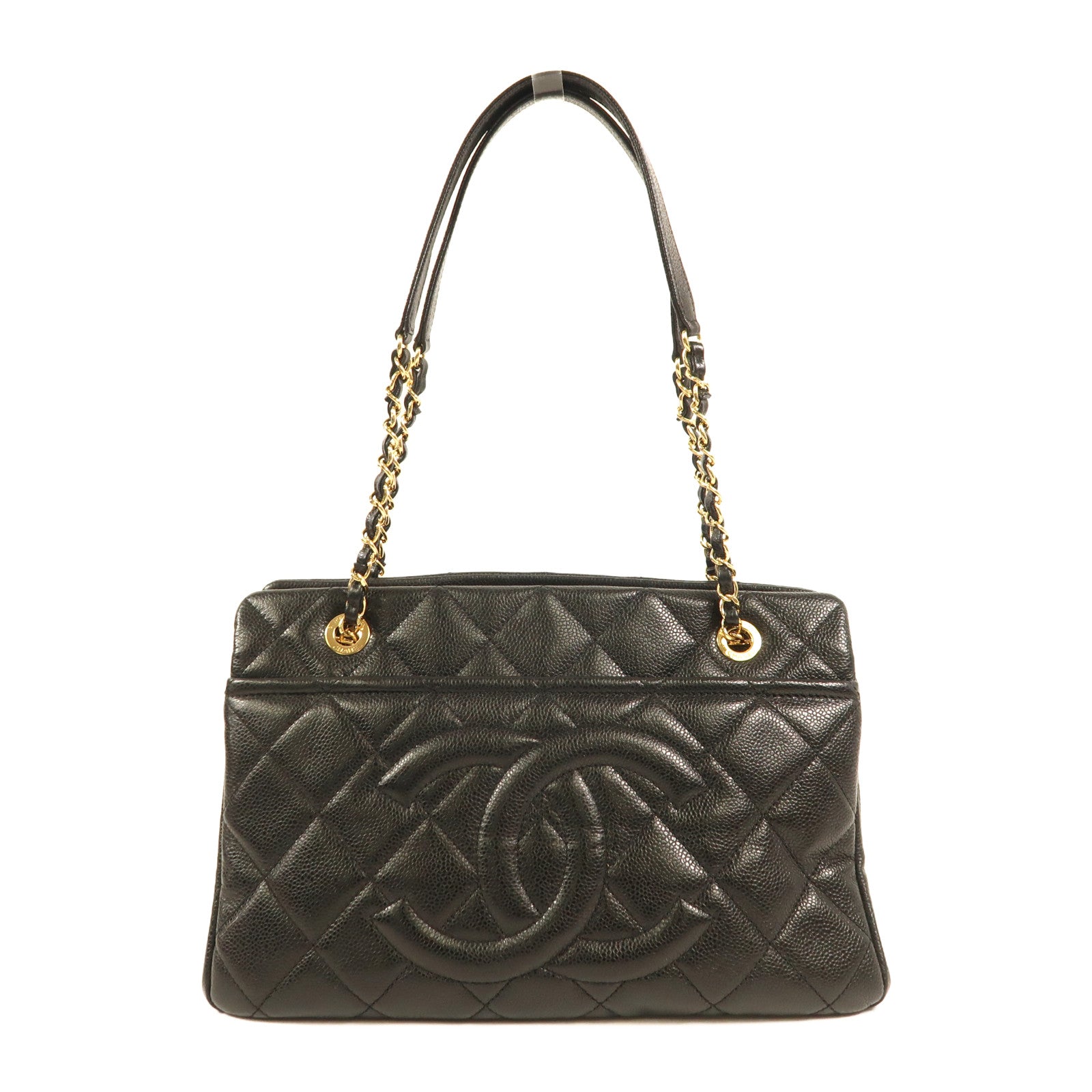 CHANEL 牛皮皮革Chain Shoulder金扣鏈帶肩背袋