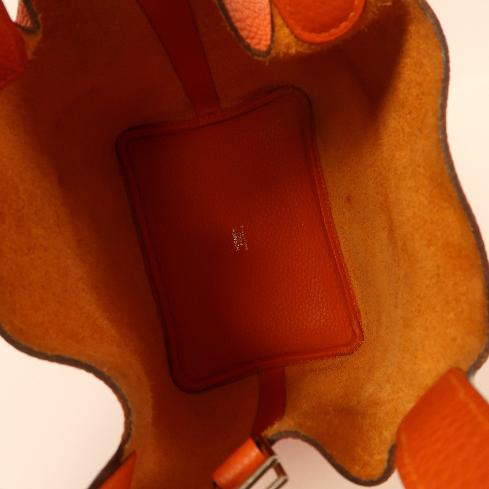 HERMES Clemence皮革Picotin PM銀扣手挽袋火橘色