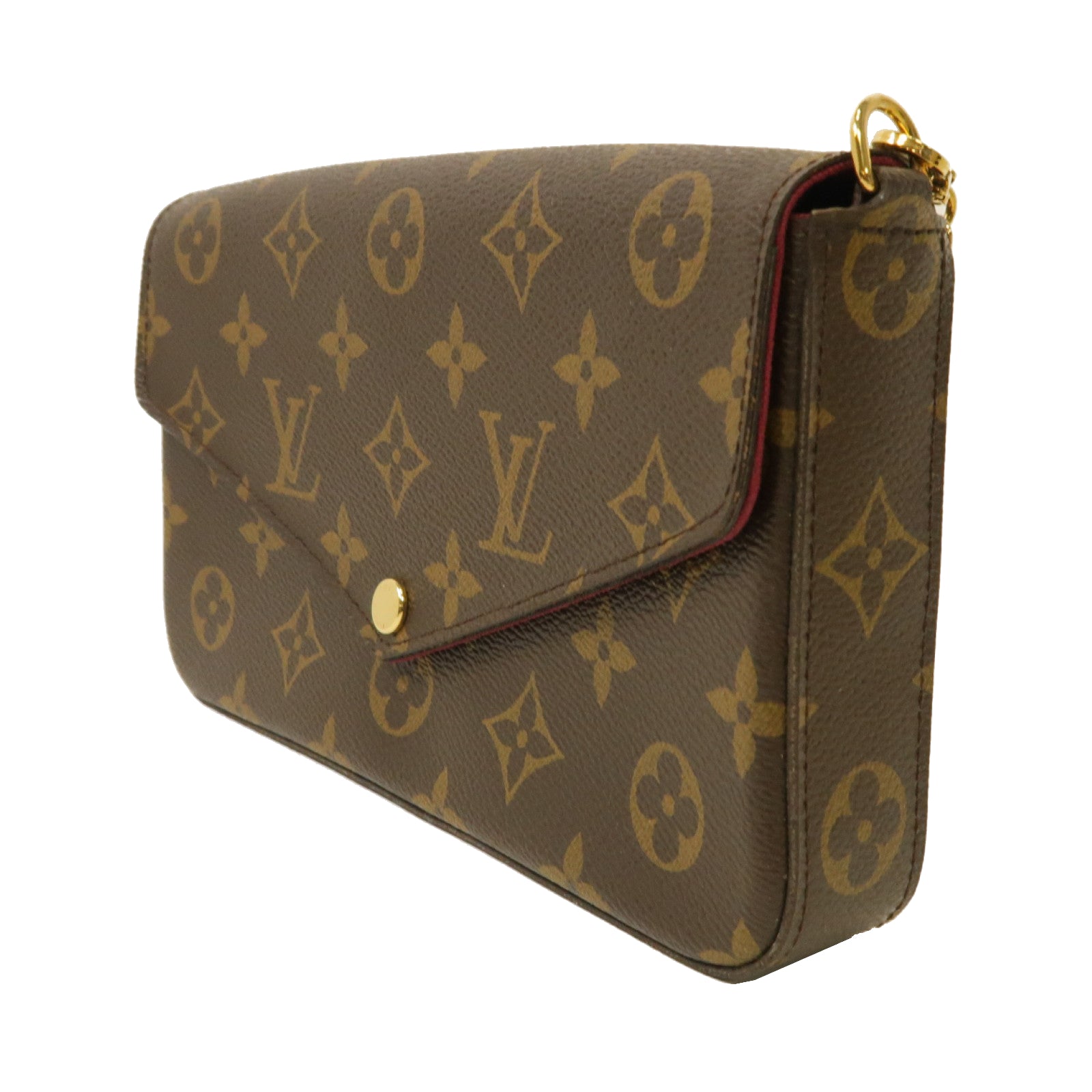LOUIS VUITTON Monogram Pochette Felice金扣鏈帶肩背袋啡色