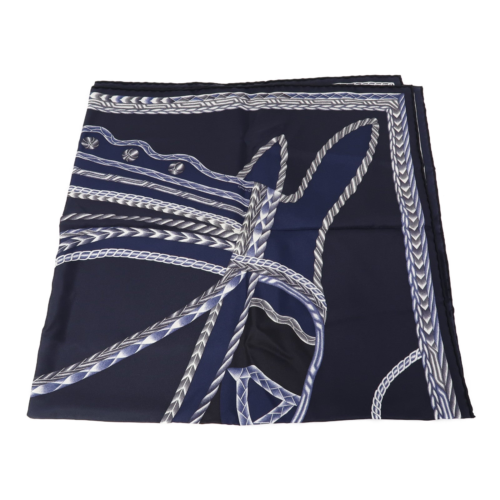 HERMES 絲質Scarf 90x90絲巾深藍色