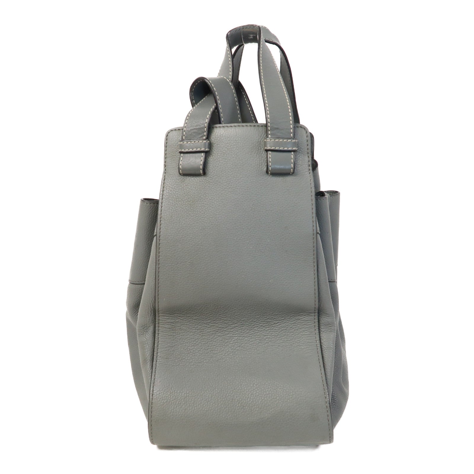 LOEWE 牛皮皮革Hammock銀扣手挽肩背兩用袋灰色