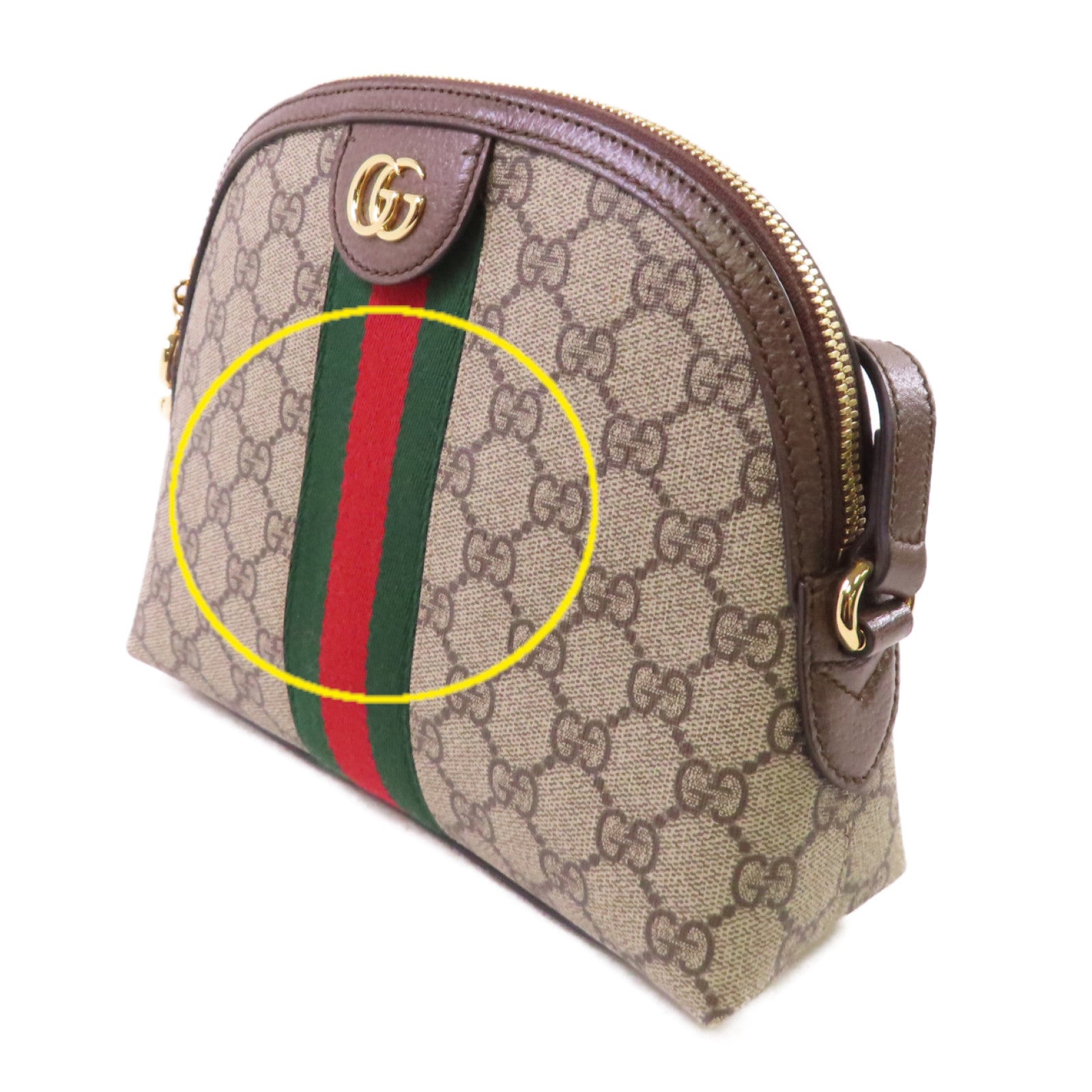 GUCCI 塗層帆布Ophidia Shoulder Bag金扣肩背袋啡色