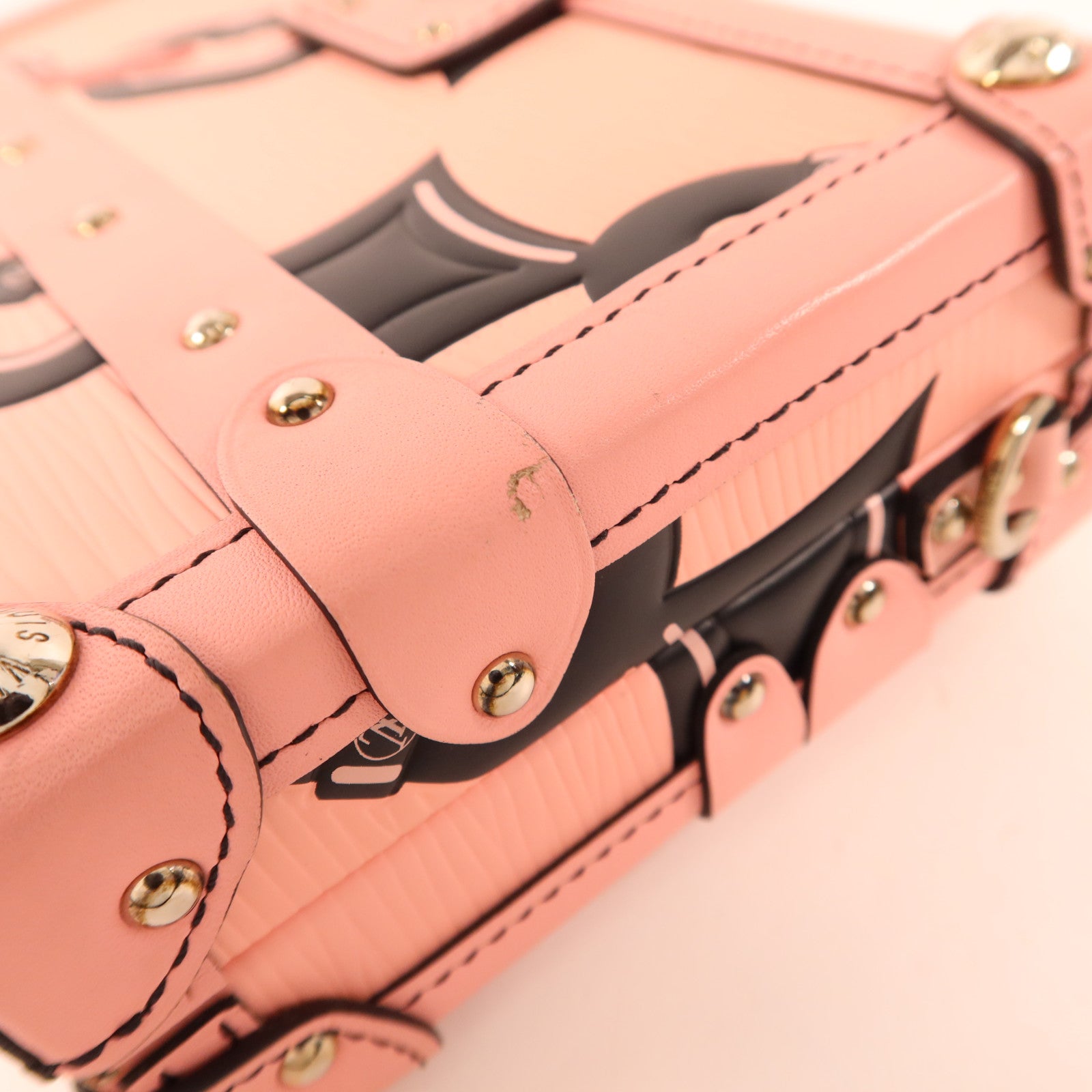 LOUIS VUITTON Epi Petite Malle Pink Chain Flower銀扣肩背袋