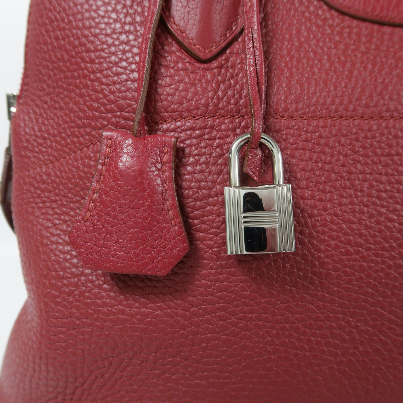 HERMES Clemence皮革Bolide 31銀扣手挽袋Rubis