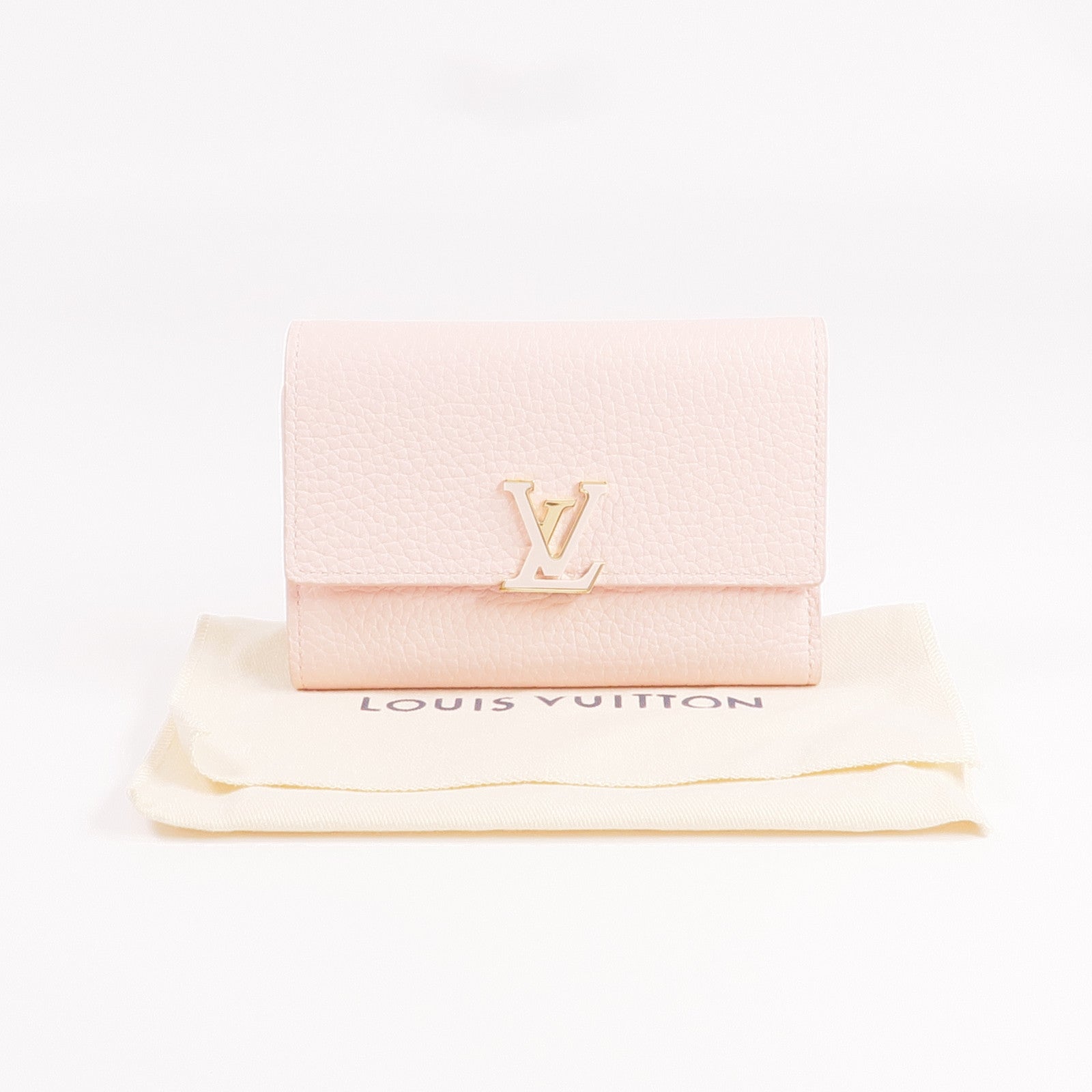 LOUIS VUITTON 【激減優惠】Taurillon皮革Capucines Compact Wallet金扣錢包