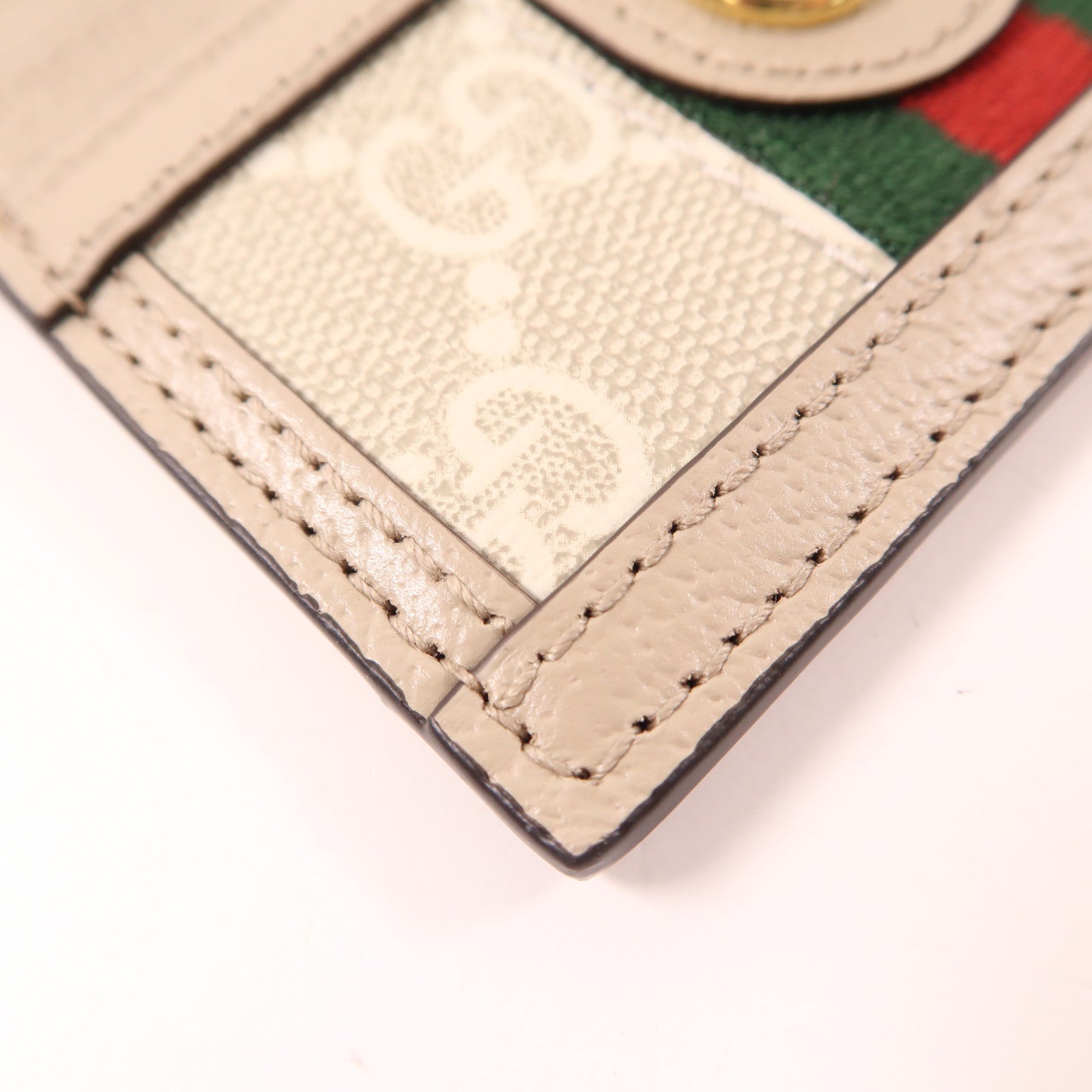 GUCCI 塗層帆布/皮革Ophdia GG Card Case金扣卡片套白色