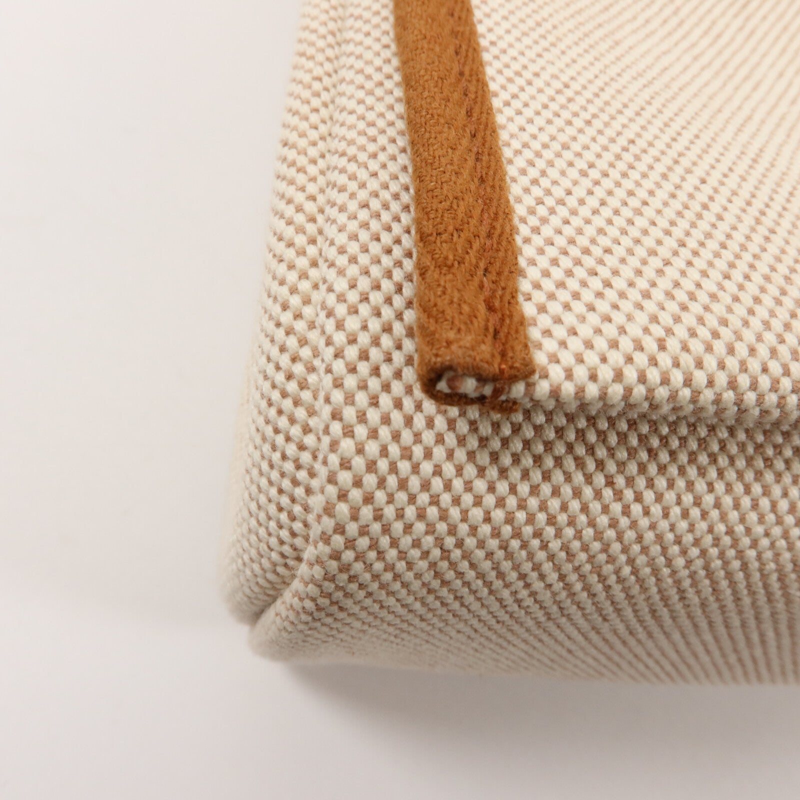 HERMES 帆布Mini Herbag肩背袋Ecru Beige/Fauve
