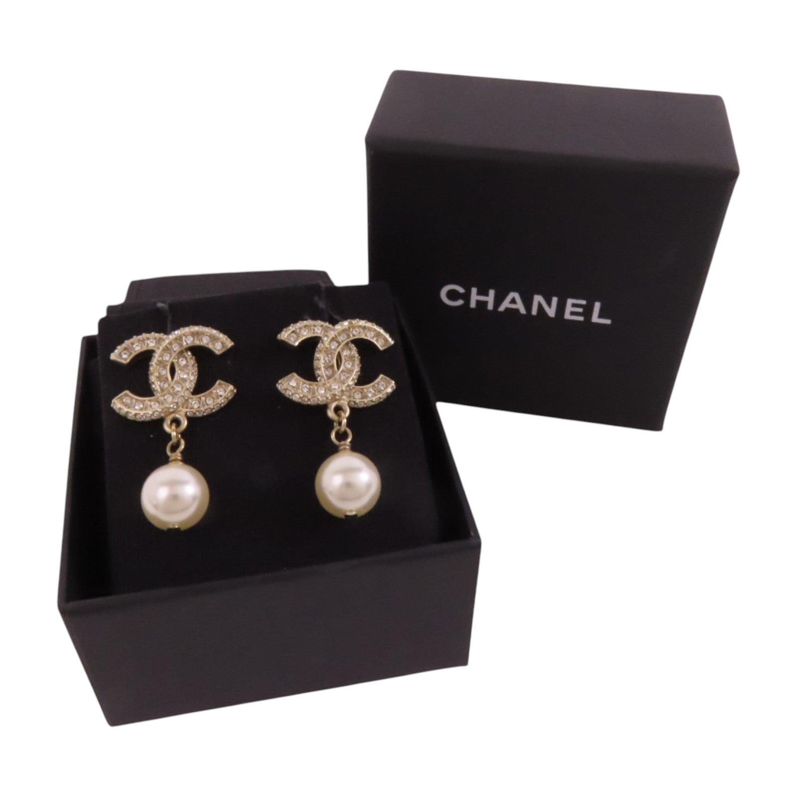 CHANEL 金屬/仿珍珠/水鑽Earrings銀扣耳環