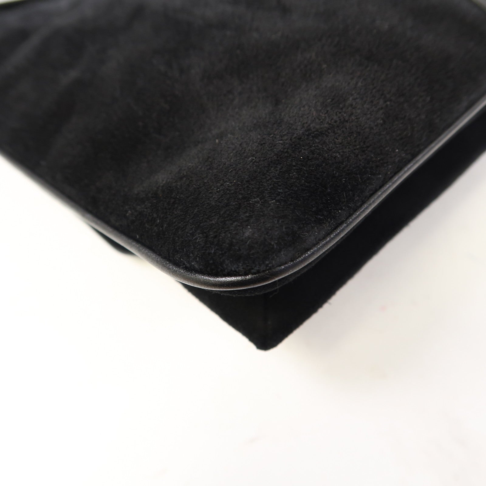 GUCCI 麂皮皮革Shoulder Bag金扣肩背袋黑色