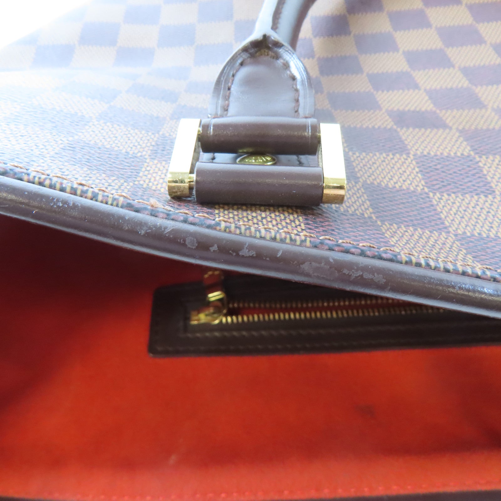 LOUIS VUITTON 【激減優惠】Damier Manosque GM金扣手挽袋啡色