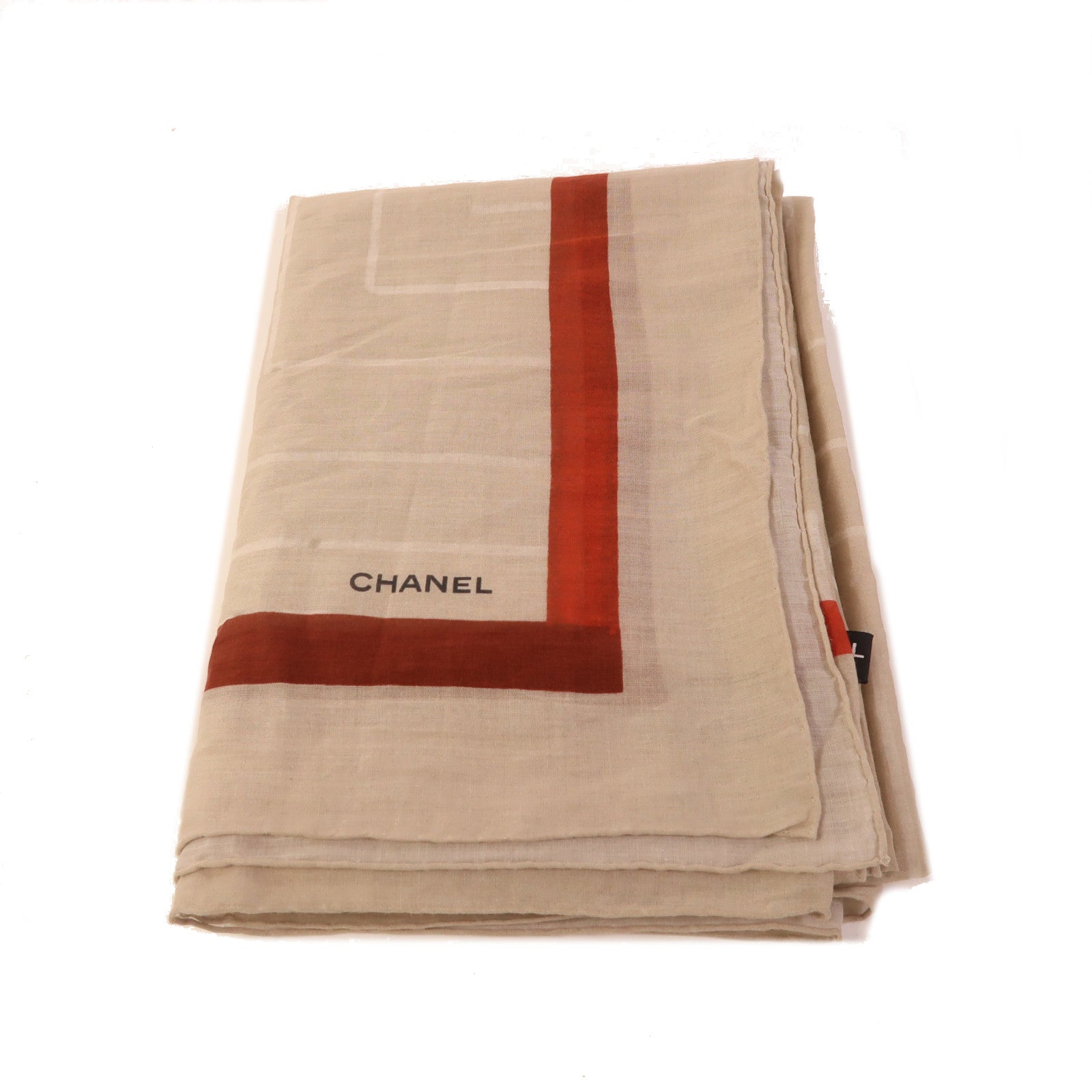 CHANEL CC Scarf Cotton Beige