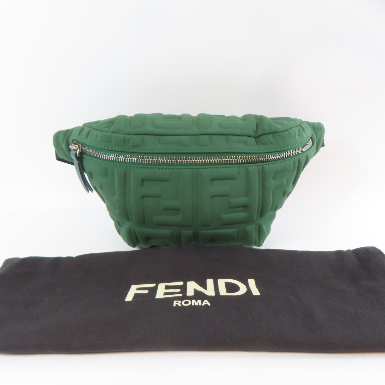 FENDI 尼龍Waist Bag銀扣腰包綠色